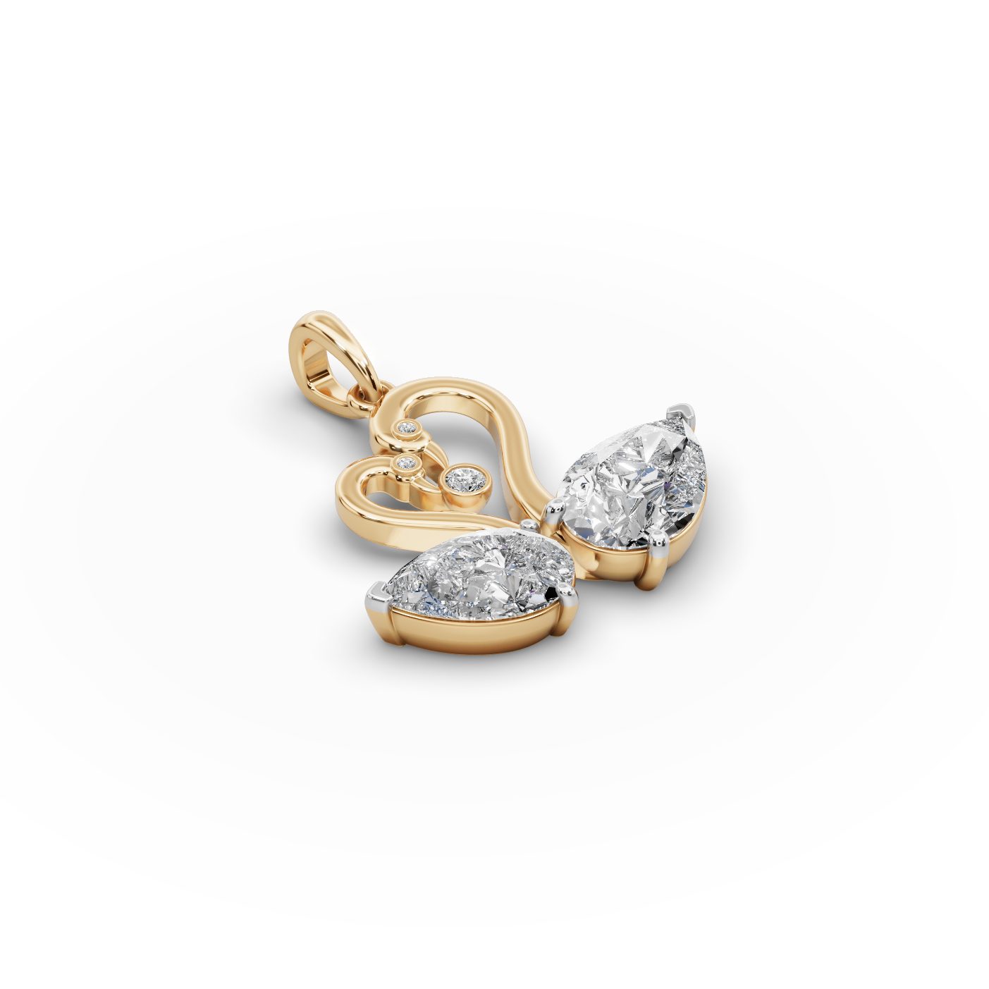 Golden Glow Swans Lab-Grown Diamond Pendant in yellow gold
