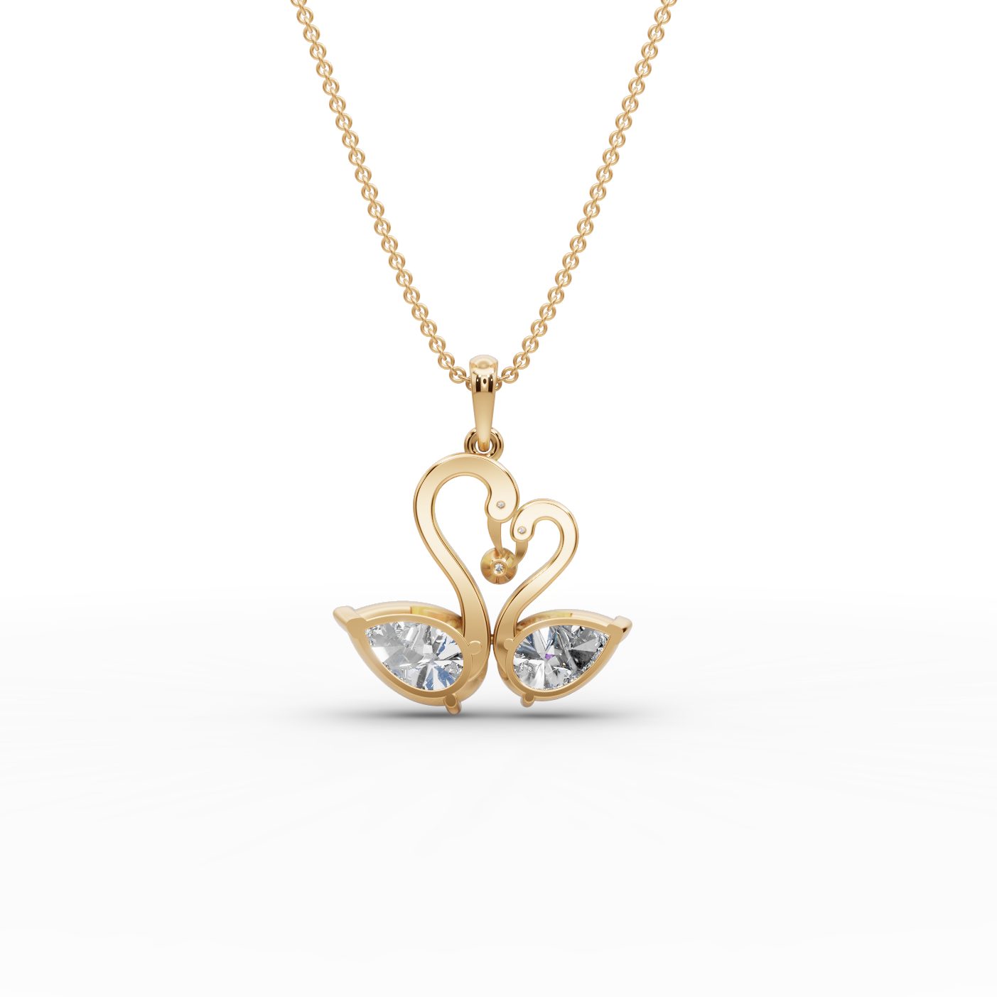 Golden Glow Swans Lab-Grown Diamond Pendant in yellow gold