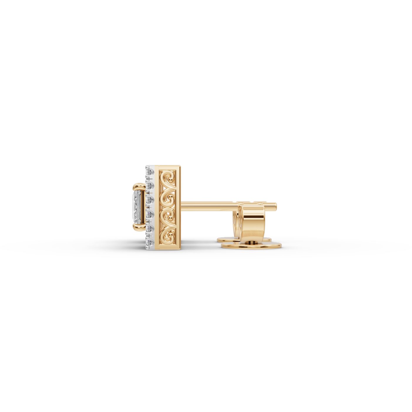 Classic Grace Princess Lab-Grown Diamond Studs Earring in yellow gold