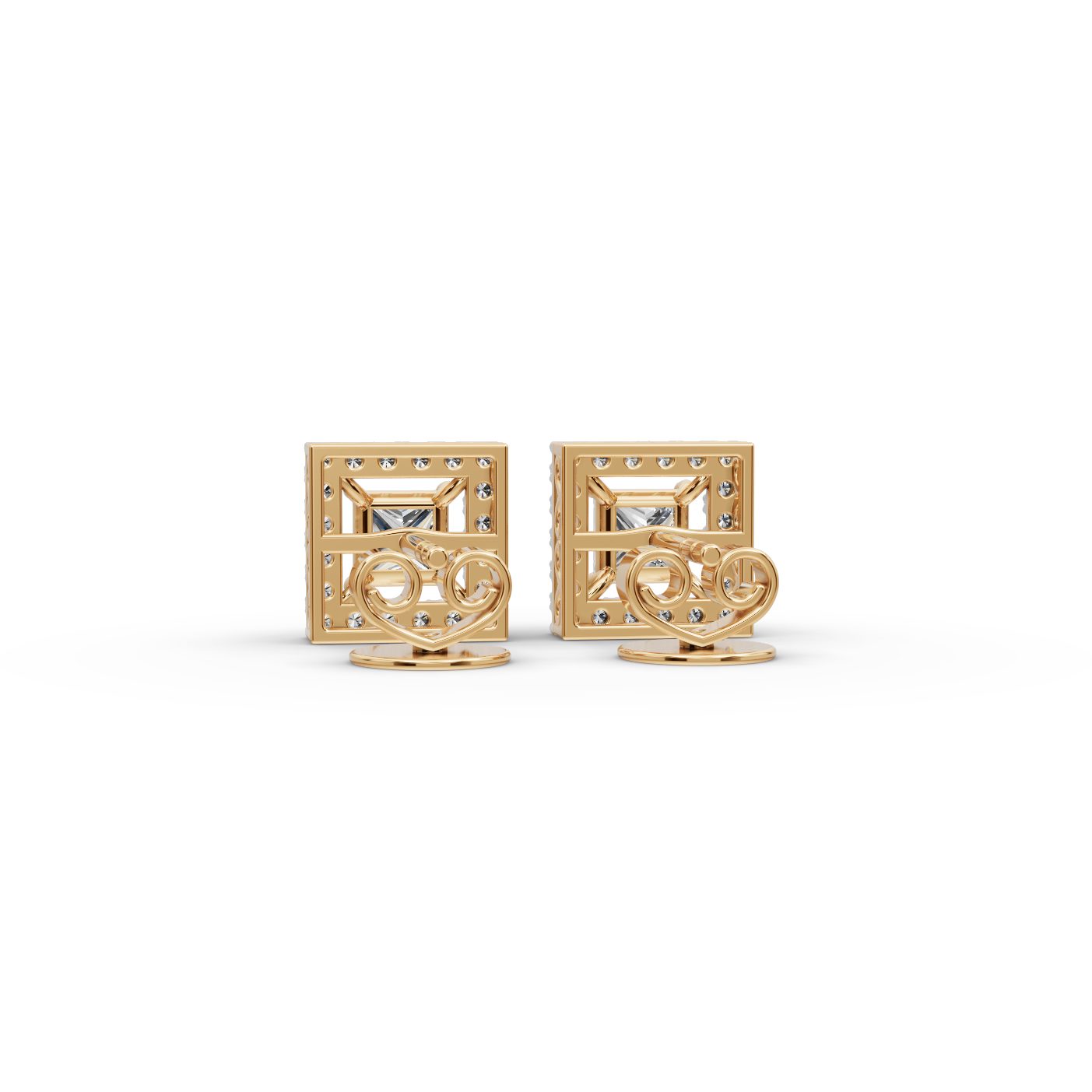 Classic Grace Princess Lab-Grown Diamond Studs Earring in yellow gold