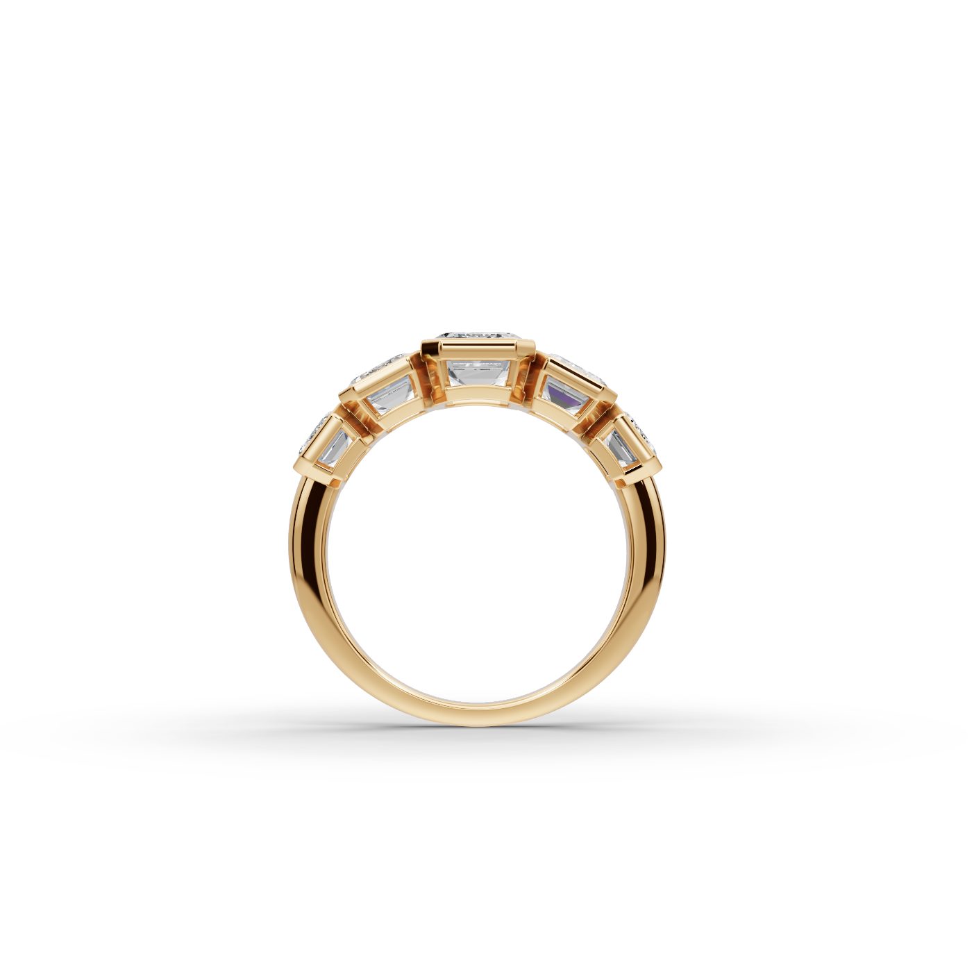 Timeless Muse Emerald Lab-Grown Diamond Five Stone Ring in yellow gold