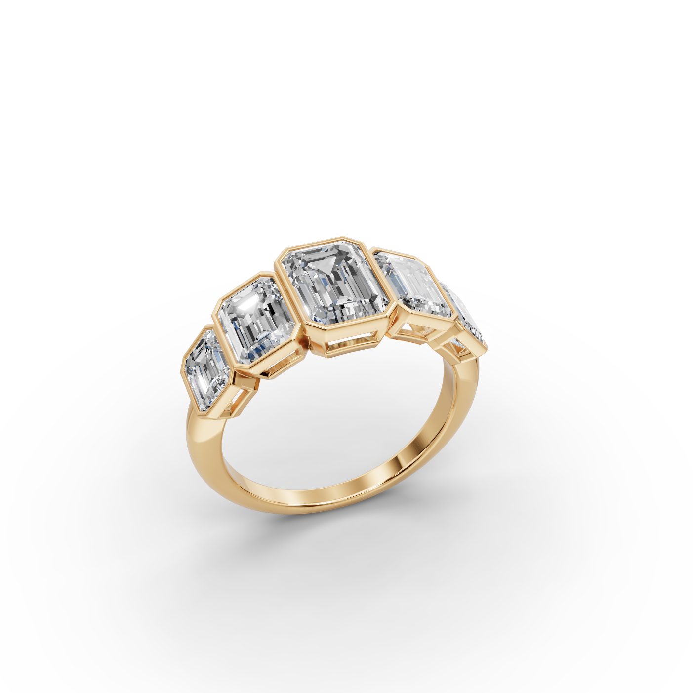 Timeless Muse Emerald Lab-Grown Diamond Five Stone Ring in yellow gold