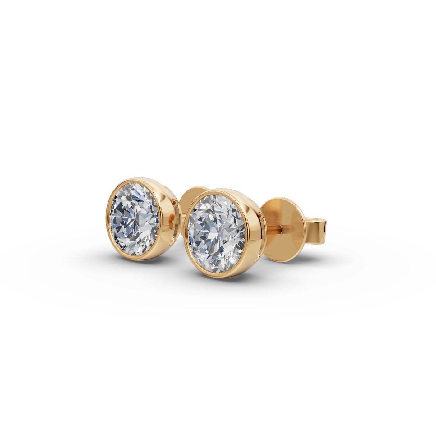 Everlasting Ember Round Lab-Grown Diamond Studs Earring in yellow gold, set with lab-grown diamonds