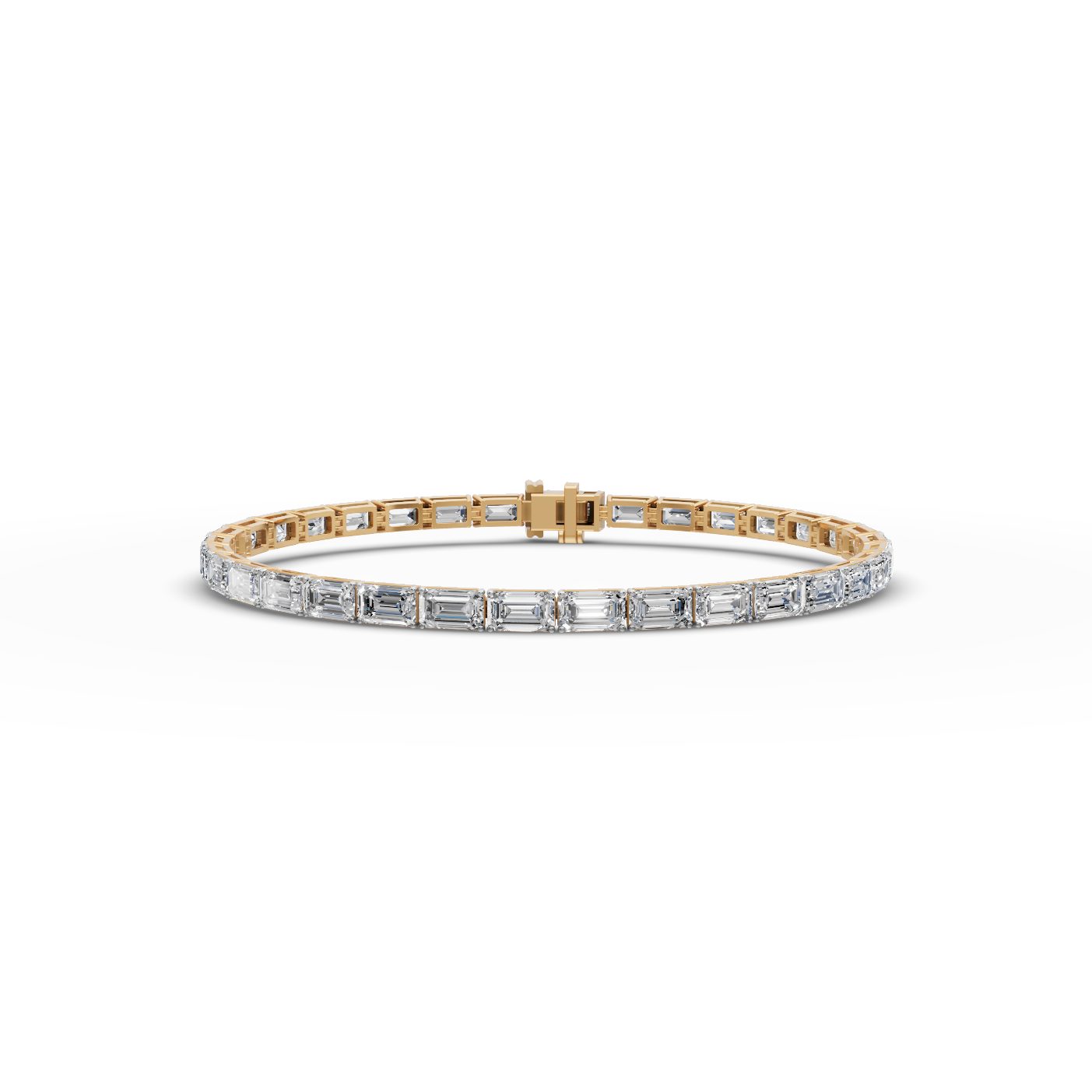 Enduring Whisper Emerald Lab-Grown Diamond Tennis Bracelet in yellow gold, set with lab-grown diamonds