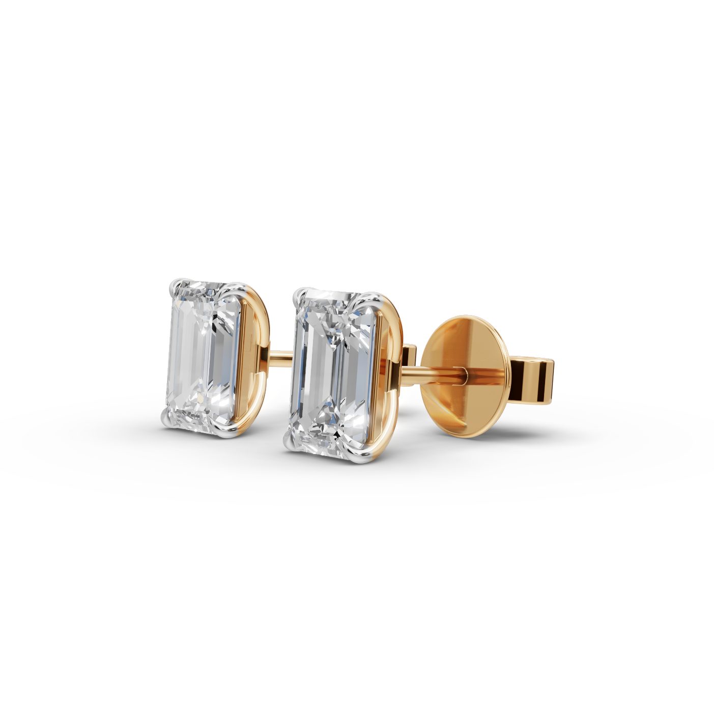 Midnight Bloom Emerald Lab-Grown Diamond Studs Earring in yellow gold, set with lab-grown diamonds