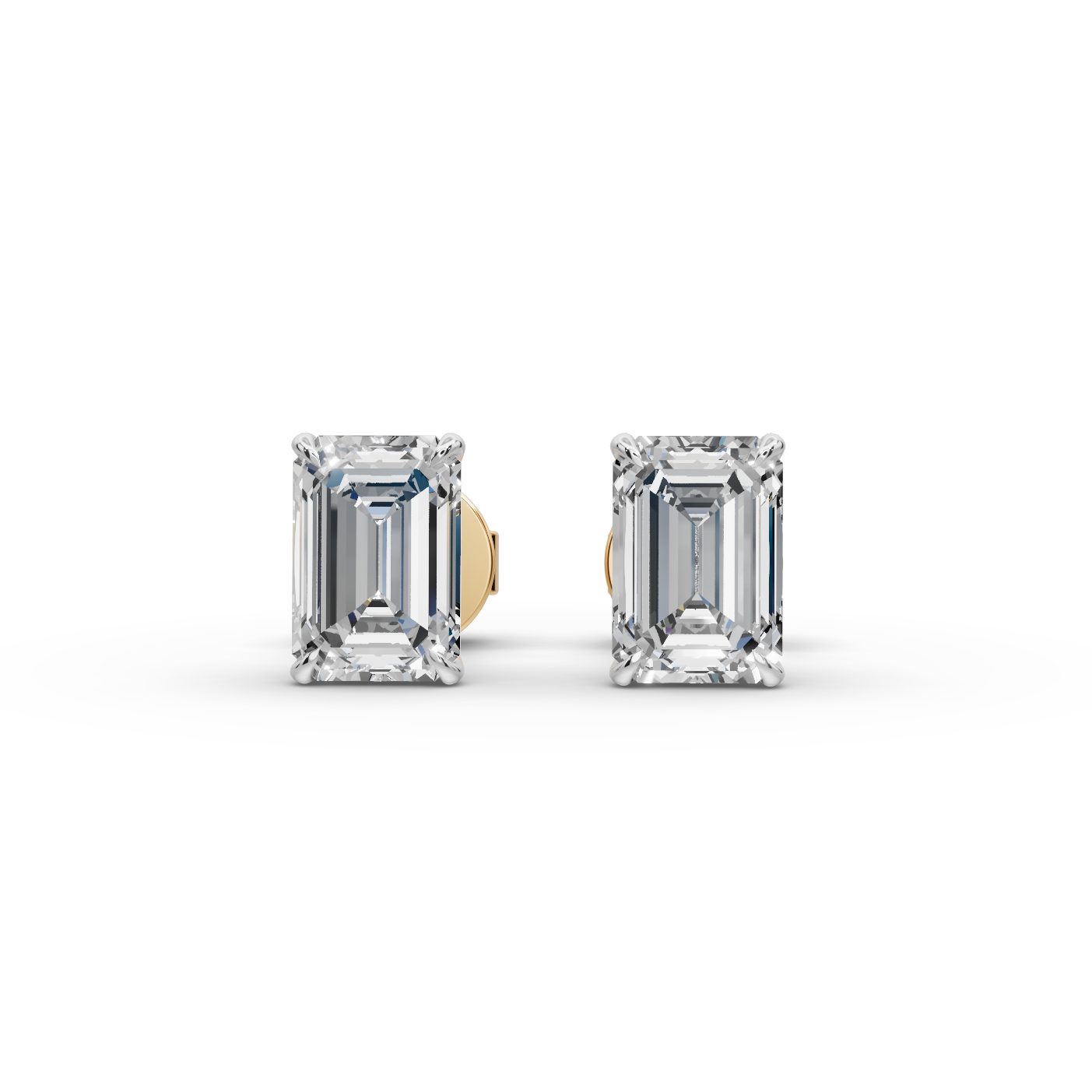 Midnight Bloom Emerald Lab-Grown Diamond Studs Earring in yellow gold