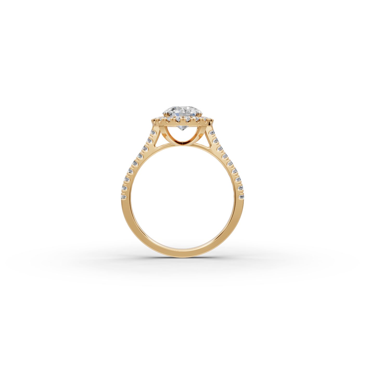 Radiant Bloom Round Lab-Grown Diamond Halo Ring in yellow gold