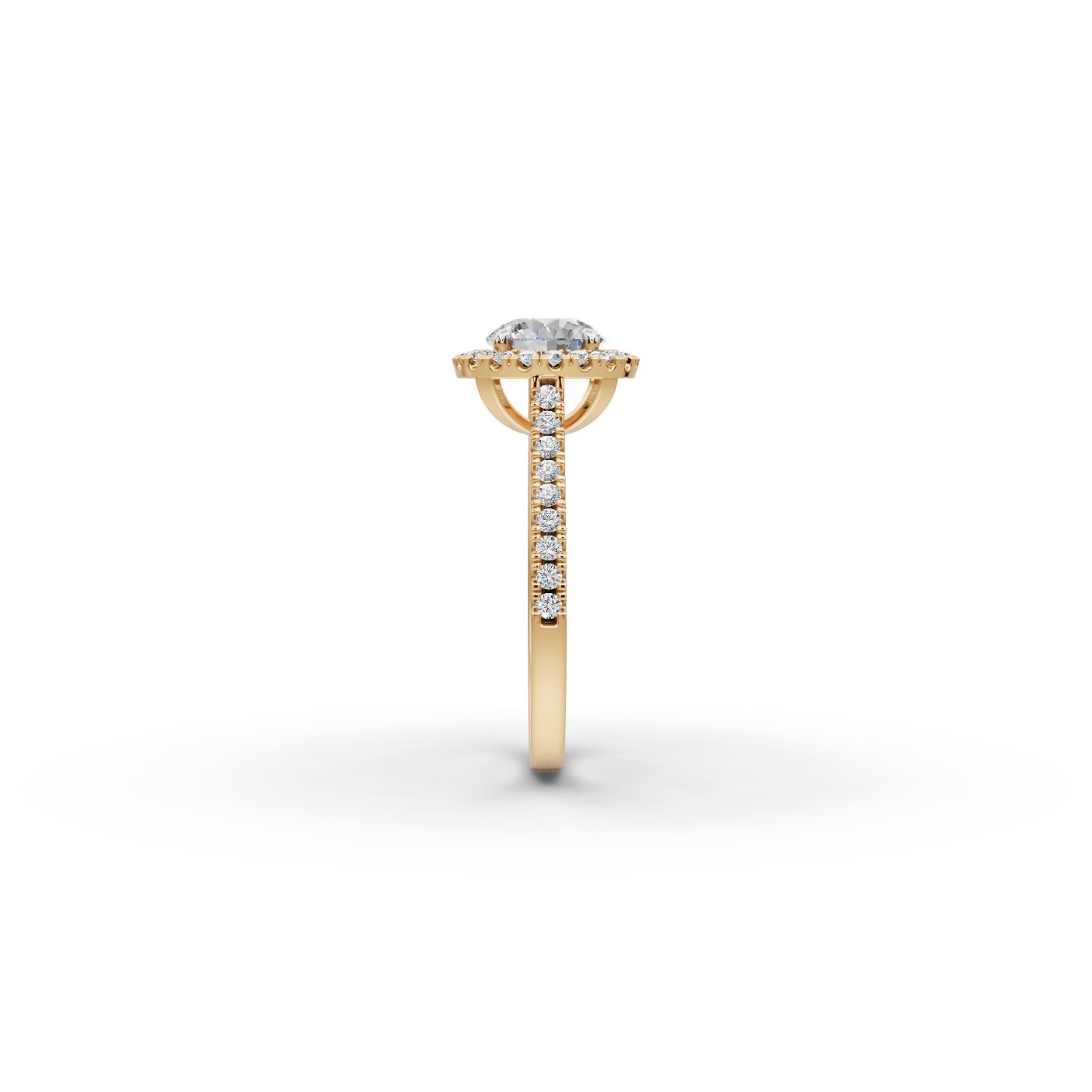 Radiant Bloom Round Lab-Grown Diamond Halo Ring in yellow gold