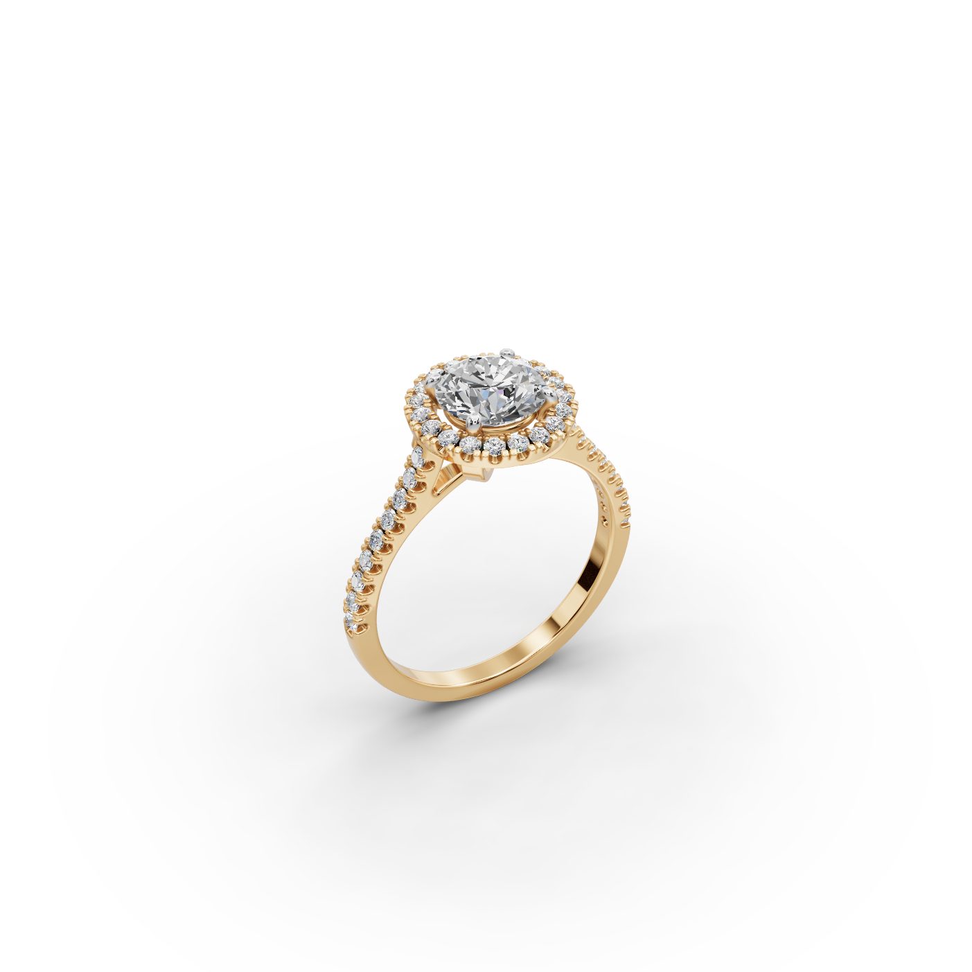 Radiant Bloom Round Lab-Grown Diamond Halo Ring in yellow gold