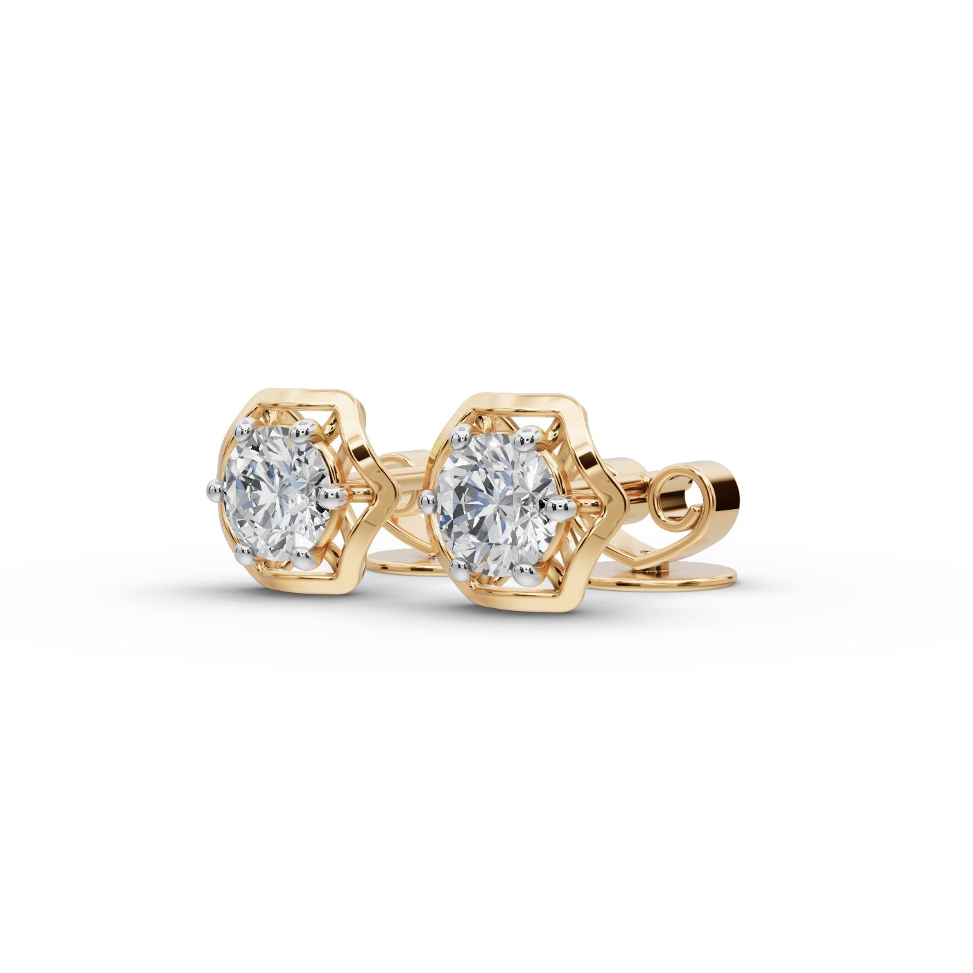 Opulent Grace Round Lab-Grown Diamond Studs Earring in yellow gold