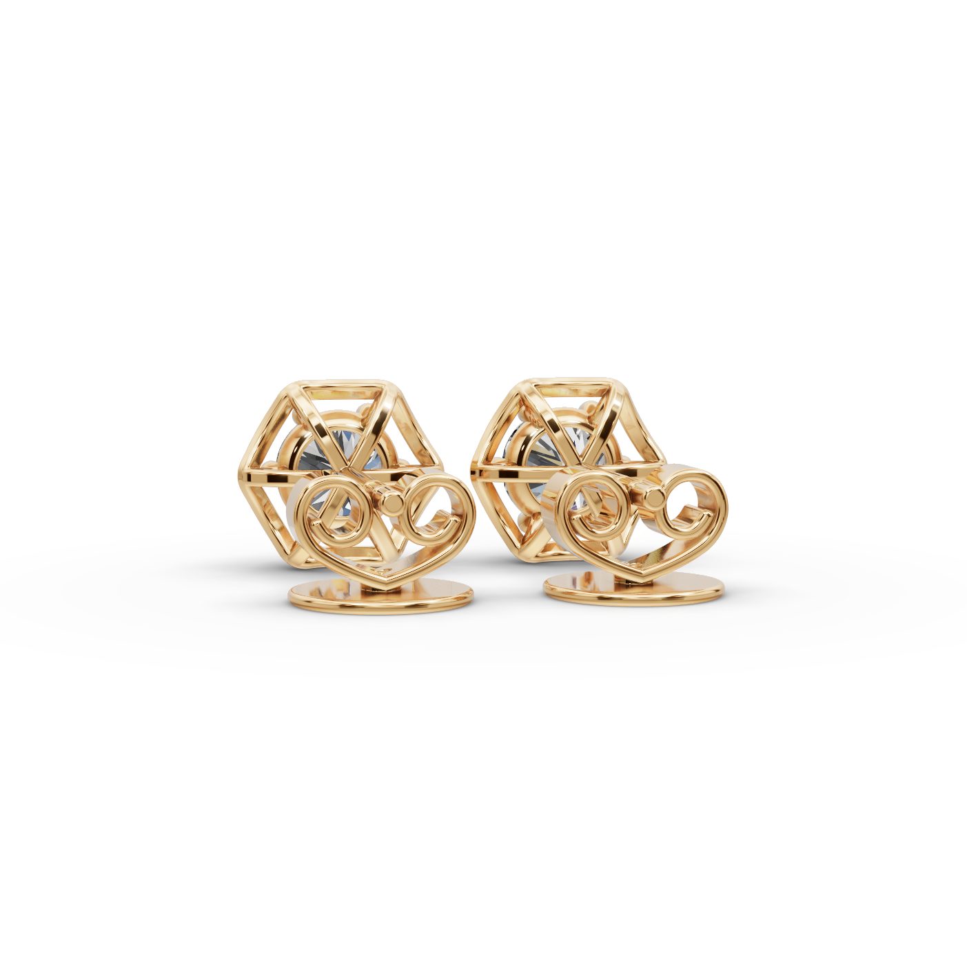 Opulent Grace Round Lab-Grown Diamond Studs Earring in yellow gold