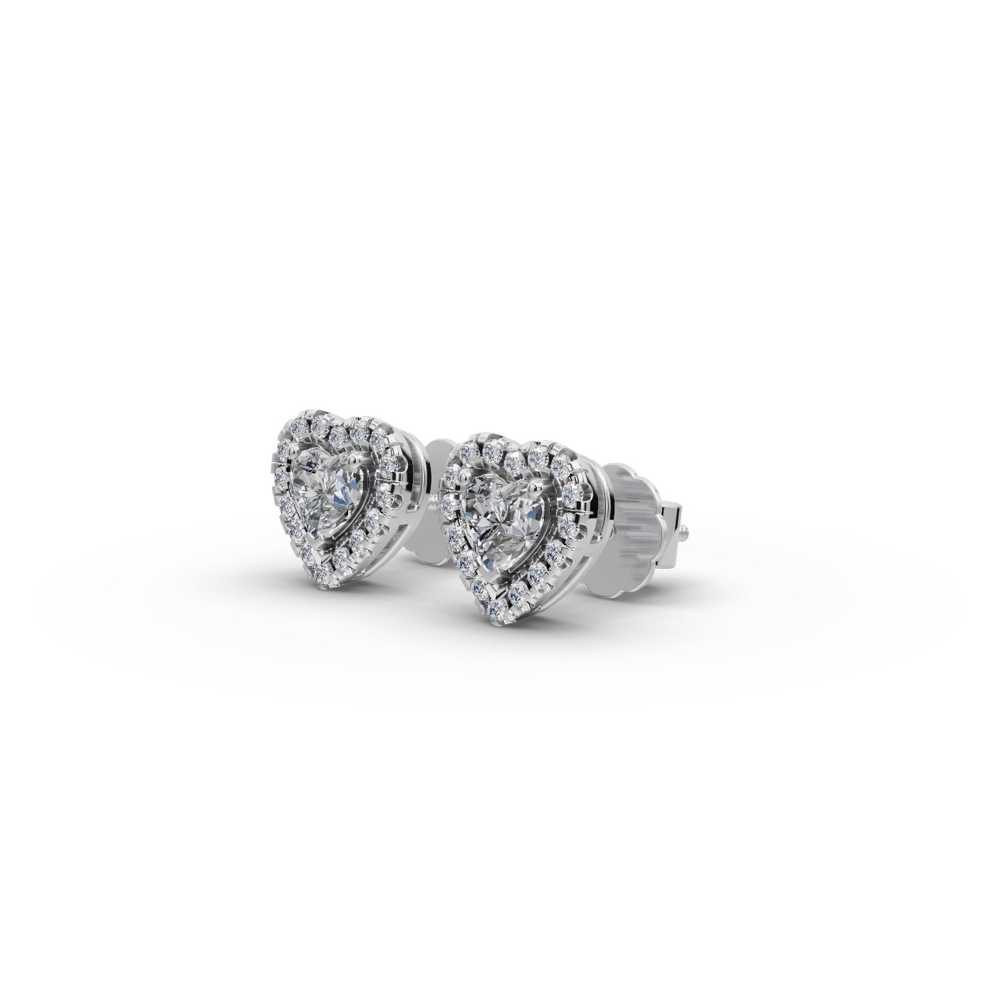 Enduring Muse Heart Halo Stud Lab-Grown Diamond Silver Earring in silver