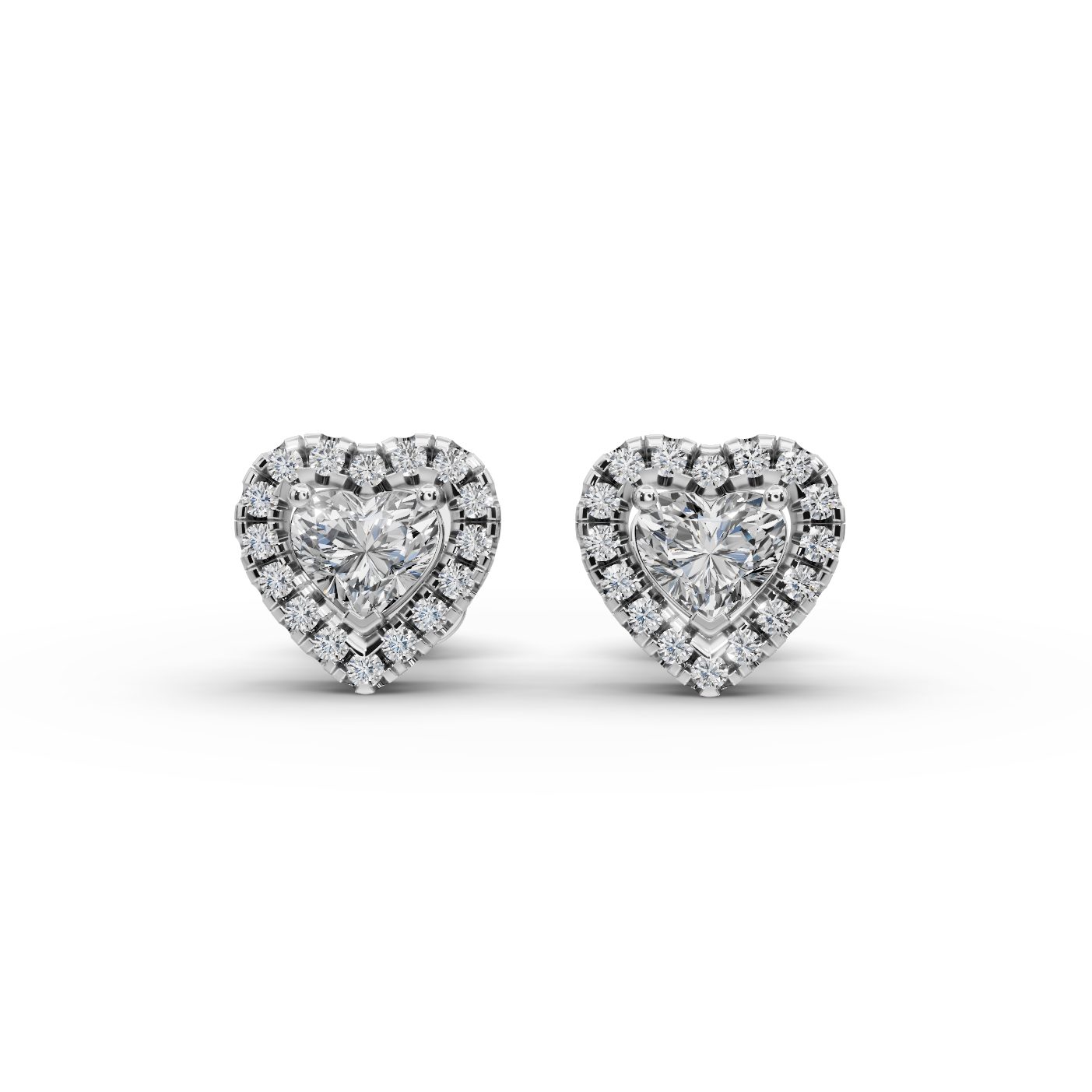 Enduring Muse Heart Halo Stud Lab-Grown Diamond Silver Earring in silver, set with lab-grown diamonds
