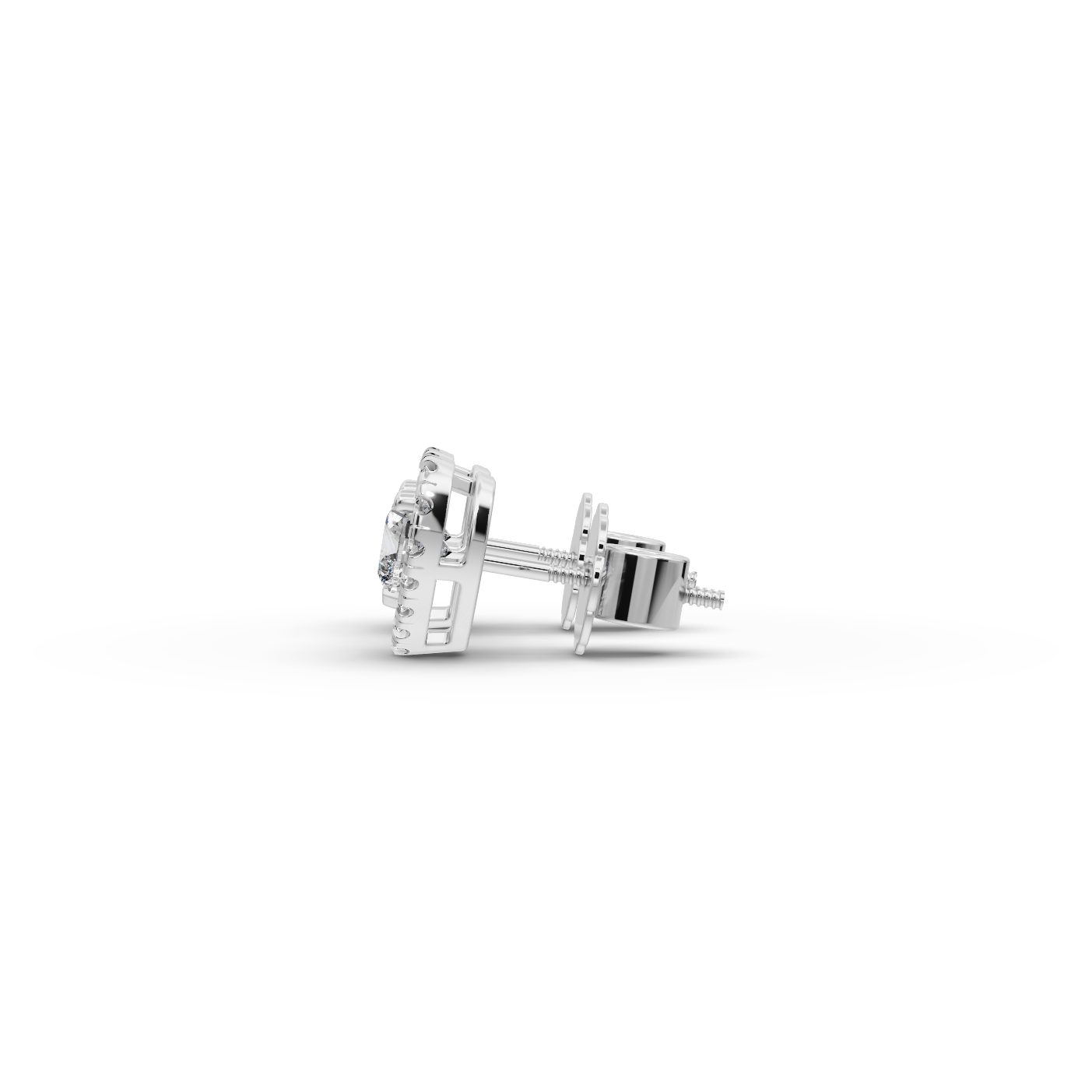 Enduring Muse Heart Halo Stud Lab-Grown Diamond Silver Earring in silver