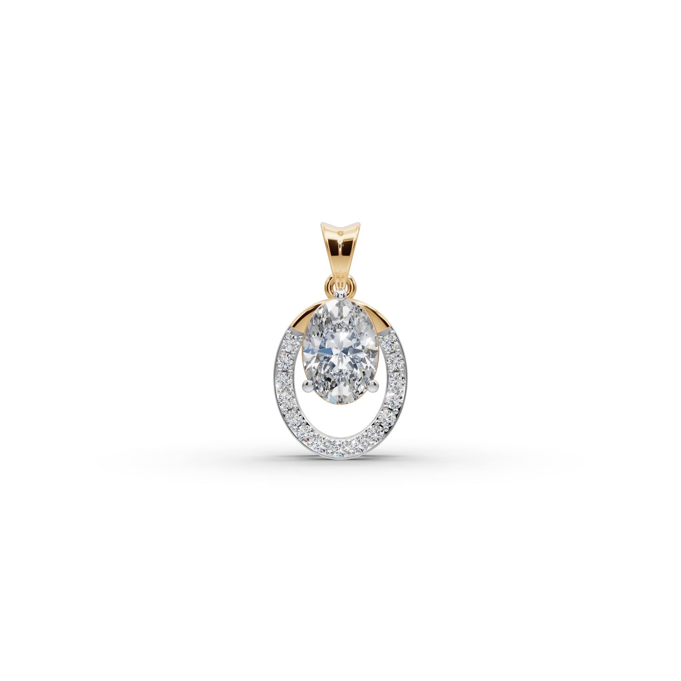 Everlasting Trail Oval Lab-Grown Diamond Halo Pendant in yellow gold, set with lab-grown diamonds