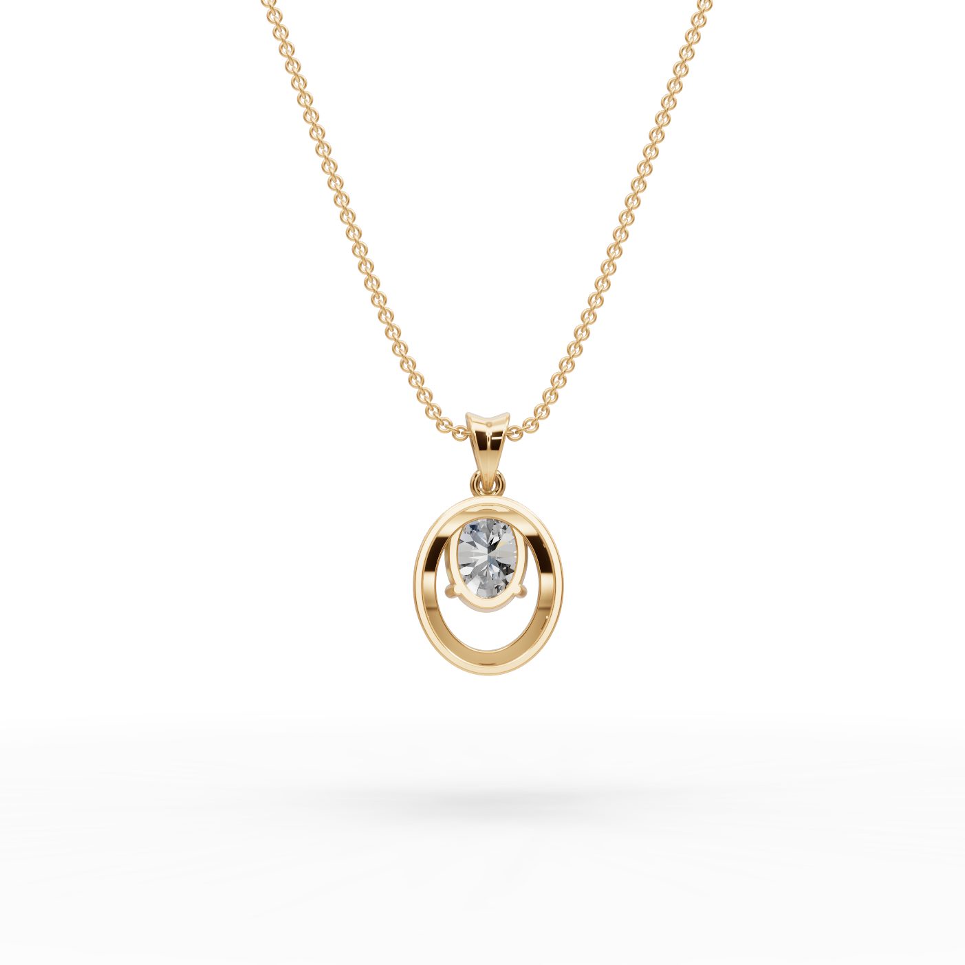 Everlasting Trail Oval Lab-Grown Diamond Halo Pendant in yellow gold