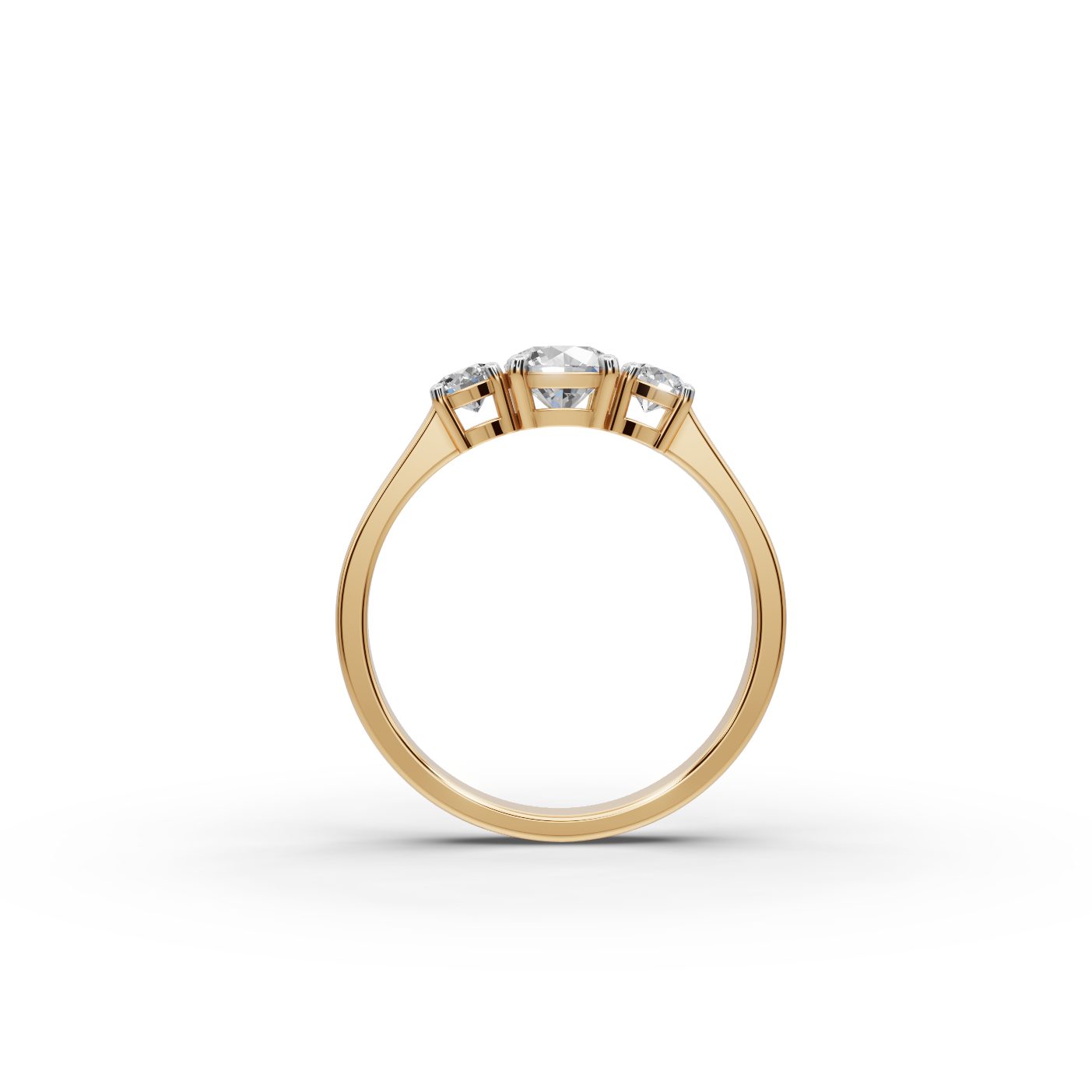 Morning Light Round Lab-Grown Diamond Three Stone Ring in yellow gold
