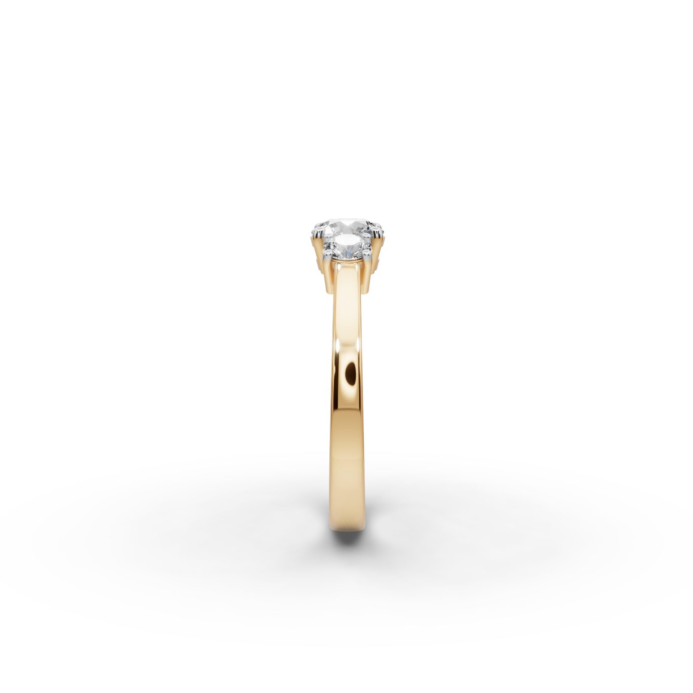 Morning Light Round Lab-Grown Diamond Three Stone Ring in yellow gold