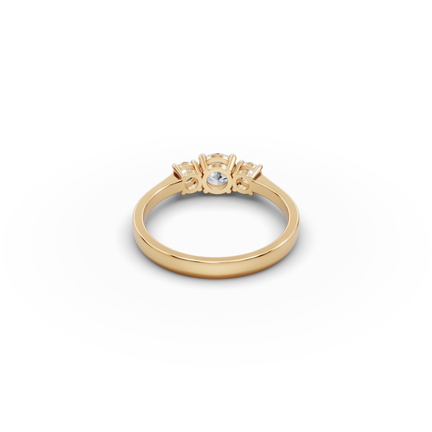 Morning Light Round Lab-Grown Diamond Three Stone Ring in yellow gold