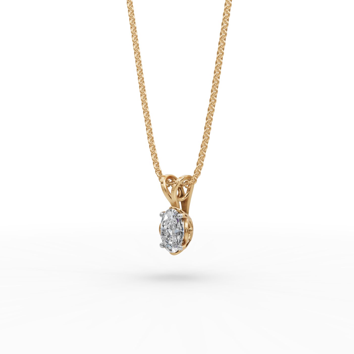 Midnight Dew Oval Lab-Grown Diamond Solitaire Pendant in yellow gold