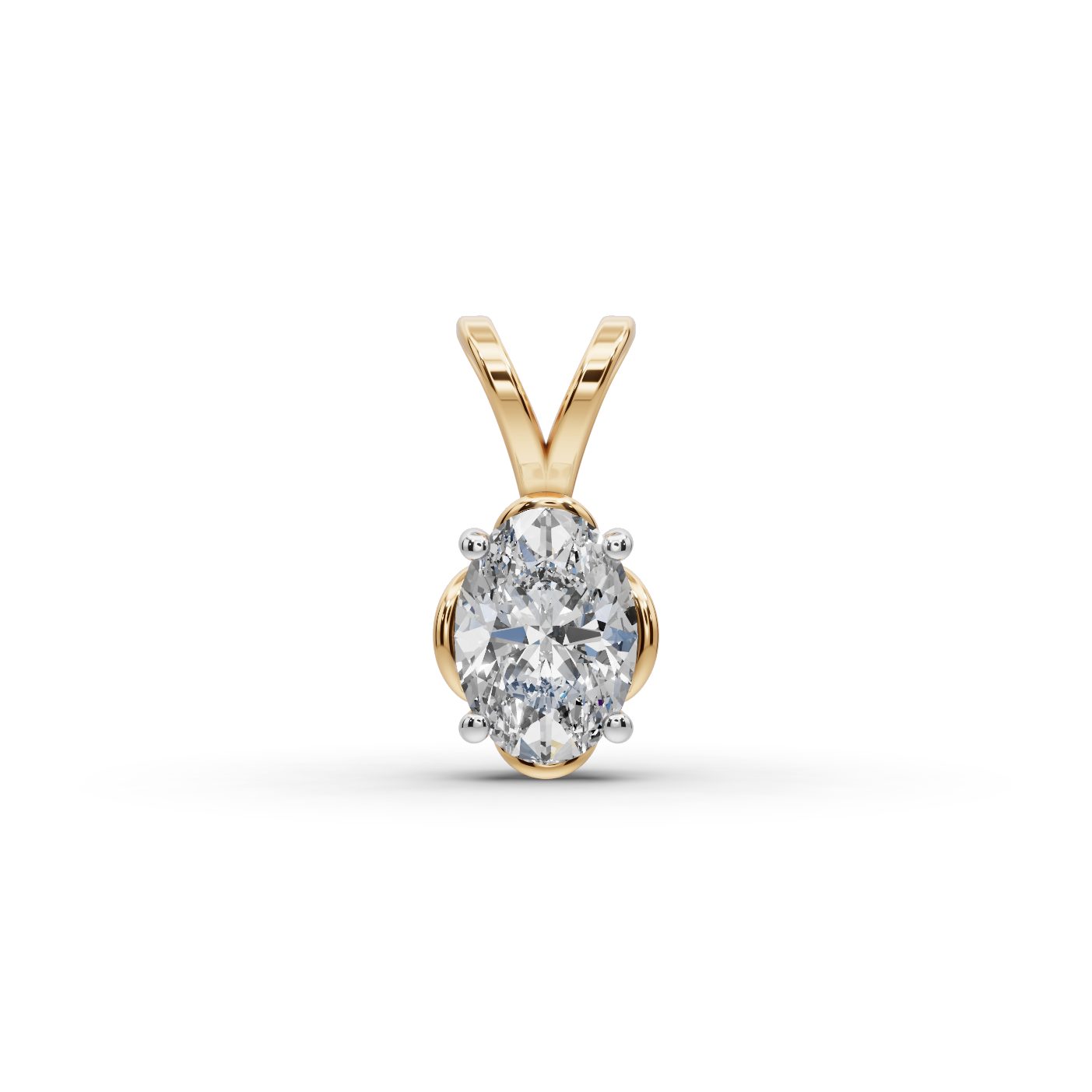 Midnight Dew Oval Lab-Grown Diamond Solitaire Pendant in yellow gold, set with lab-grown diamonds