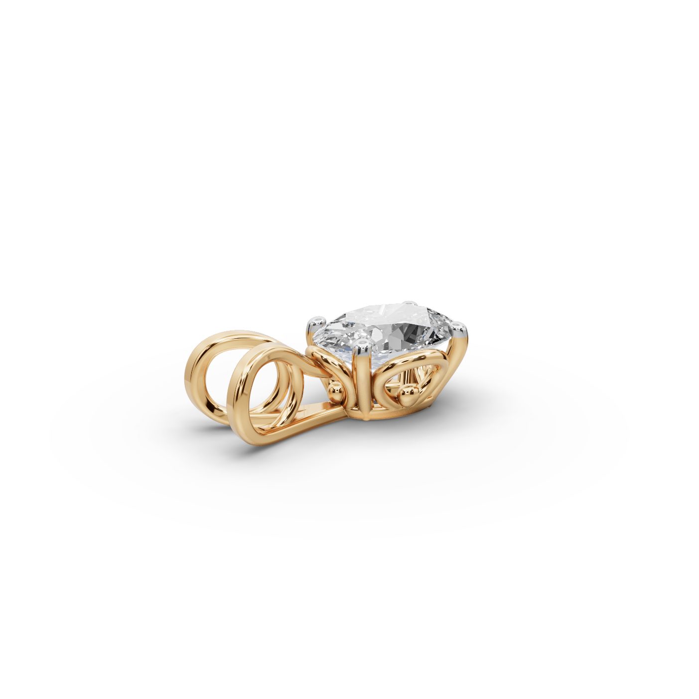 Midnight Dew Oval Lab-Grown Diamond Solitaire Pendant in yellow gold