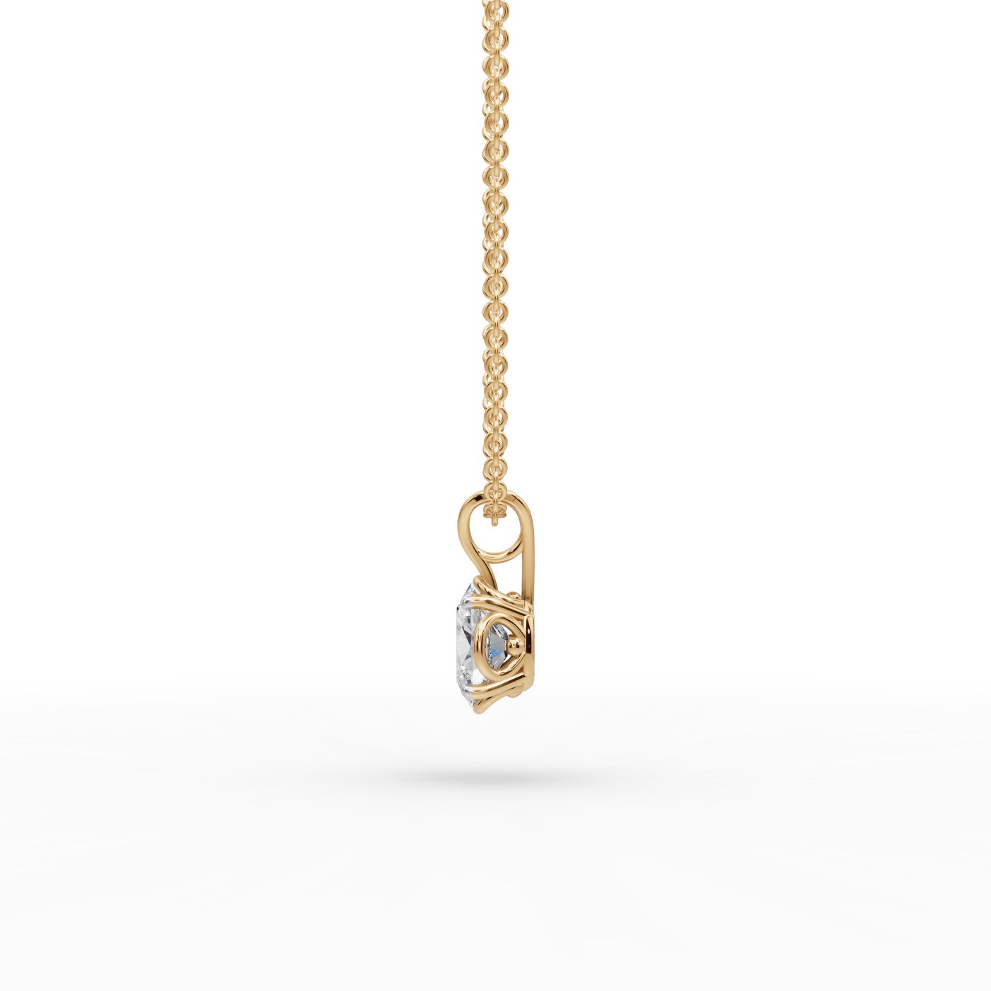 Midnight Dew Oval Lab-Grown Diamond Solitaire Pendant in yellow gold