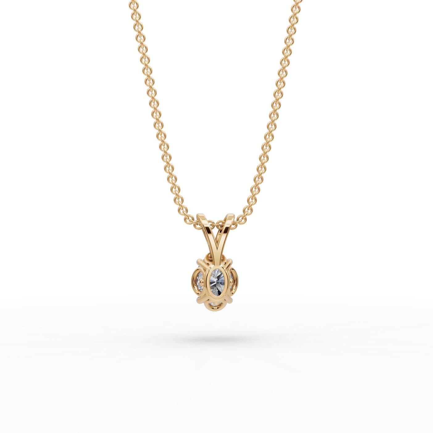 Midnight Dew Oval Lab-Grown Diamond Solitaire Pendant in yellow gold