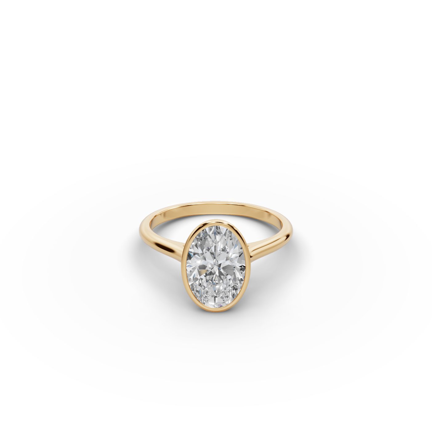 Everlasting Light Oval Lab-Grown Diamond Solitaire Ring in yellow gold, set with lab-grown diamonds