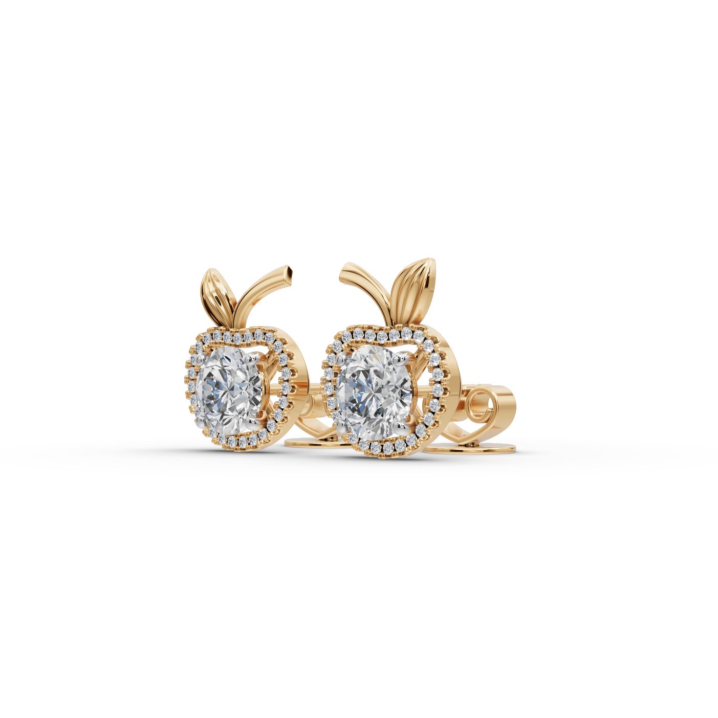 Regal Bloom Round Lab-Grown Diamond Studs Earring in yellow gold