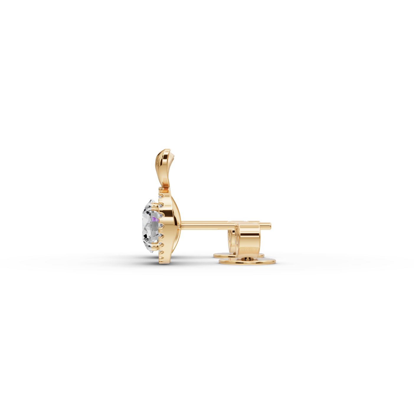 Regal Bloom Round Lab-Grown Diamond Studs Earring in yellow gold