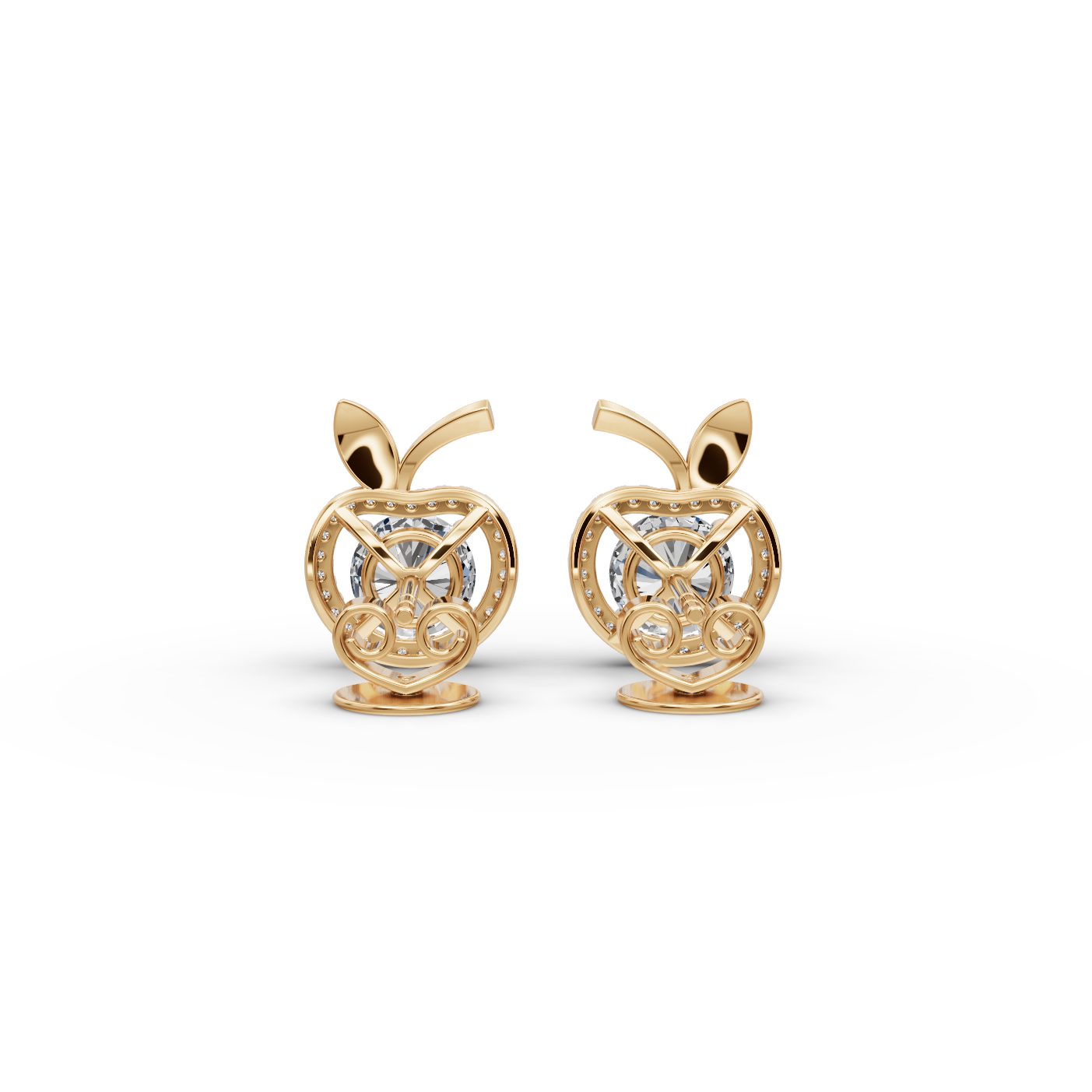Regal Bloom Round Lab-Grown Diamond Studs Earring in yellow gold