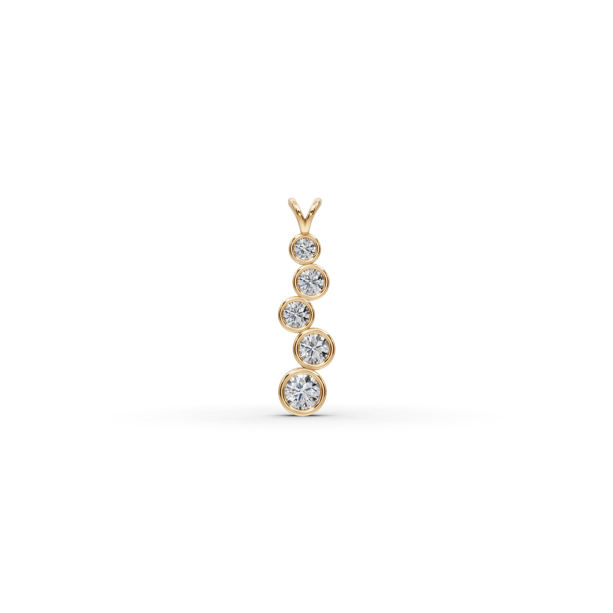 Regal Sparkle Round Lab-Grown Diamond Cluster Pendant in yellow gold, set with lab-grown diamonds