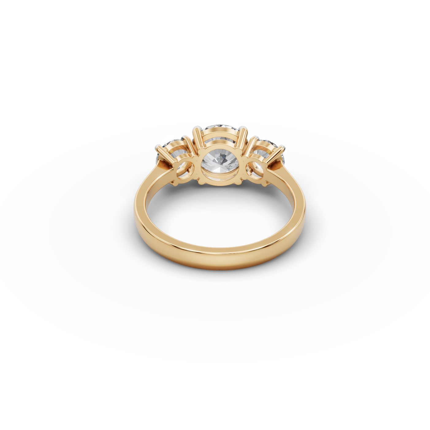 Serene Grace Round Lab-Grown Diamond Three Stone Ring in yellow gold