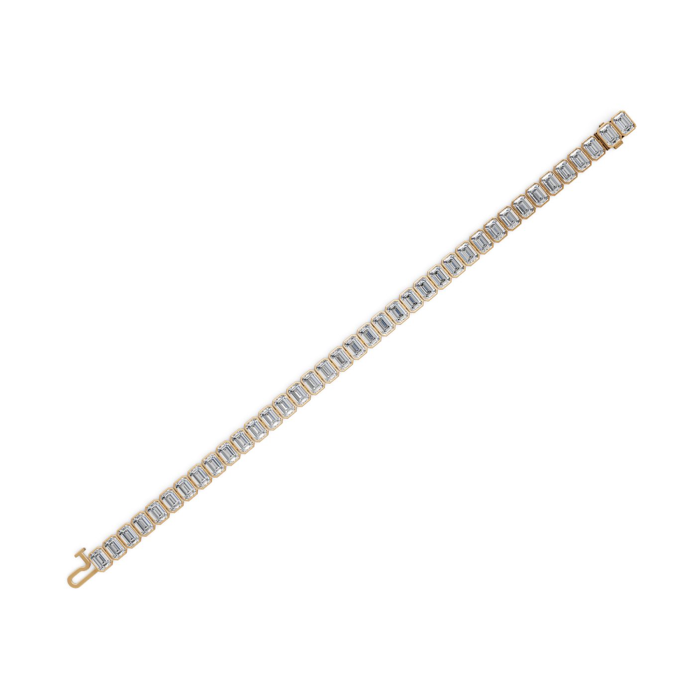 Pristine Cascade Emerald Lab-Grown Diamond Tennis Bracelet in yellow gold