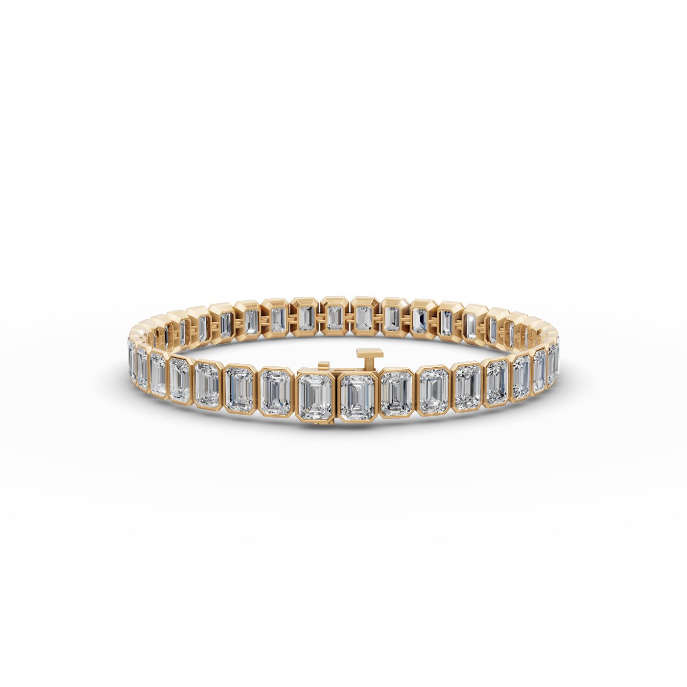 Pristine Cascade Emerald Lab-Grown Diamond Tennis Bracelet in yellow gold