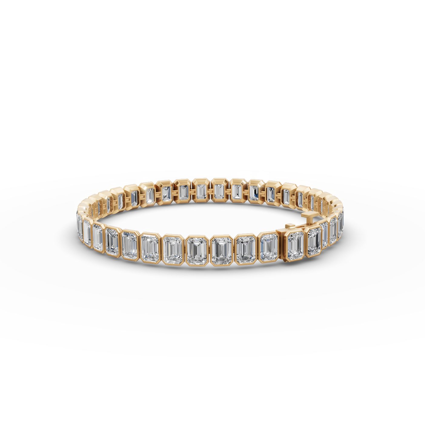 Pristine Cascade Emerald Lab-Grown Diamond Tennis Bracelet in yellow gold