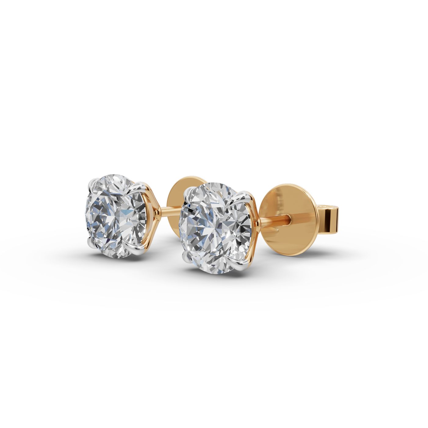 Timeless Bloom Round Lab-Grown Diamond Studs Earring in yellow gold, set with lab-grown diamonds