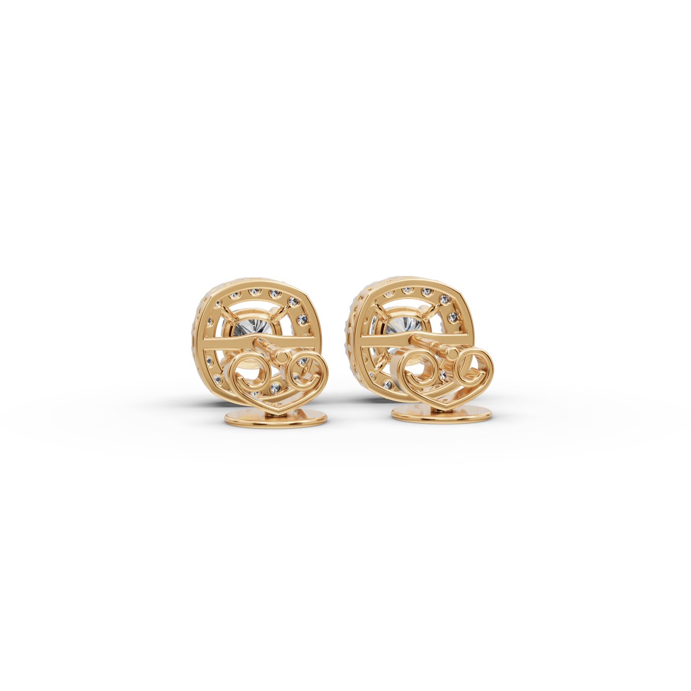 Infinite Trail Cushion Lab-Grown Diamond Studs Earring in yellow gold