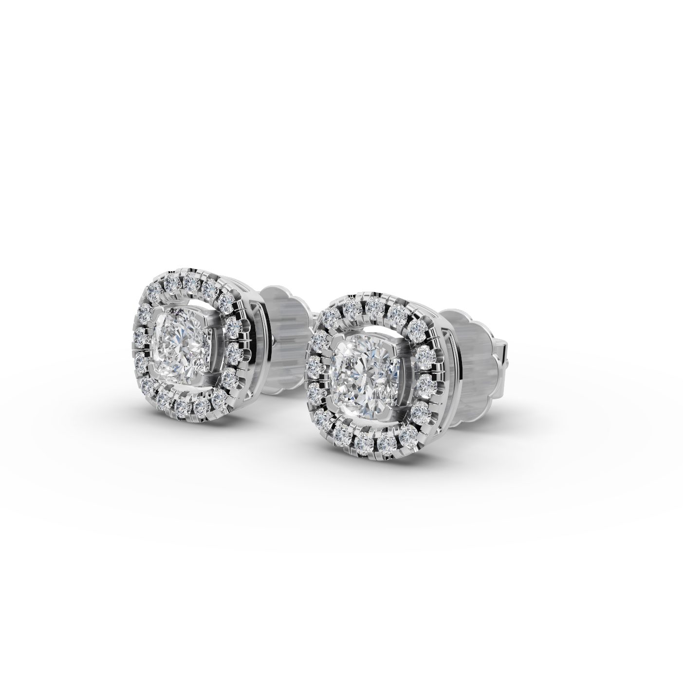 Pristine Grace Cushion Halo Stud Lab-Grown Diamond Silver Earring in silver