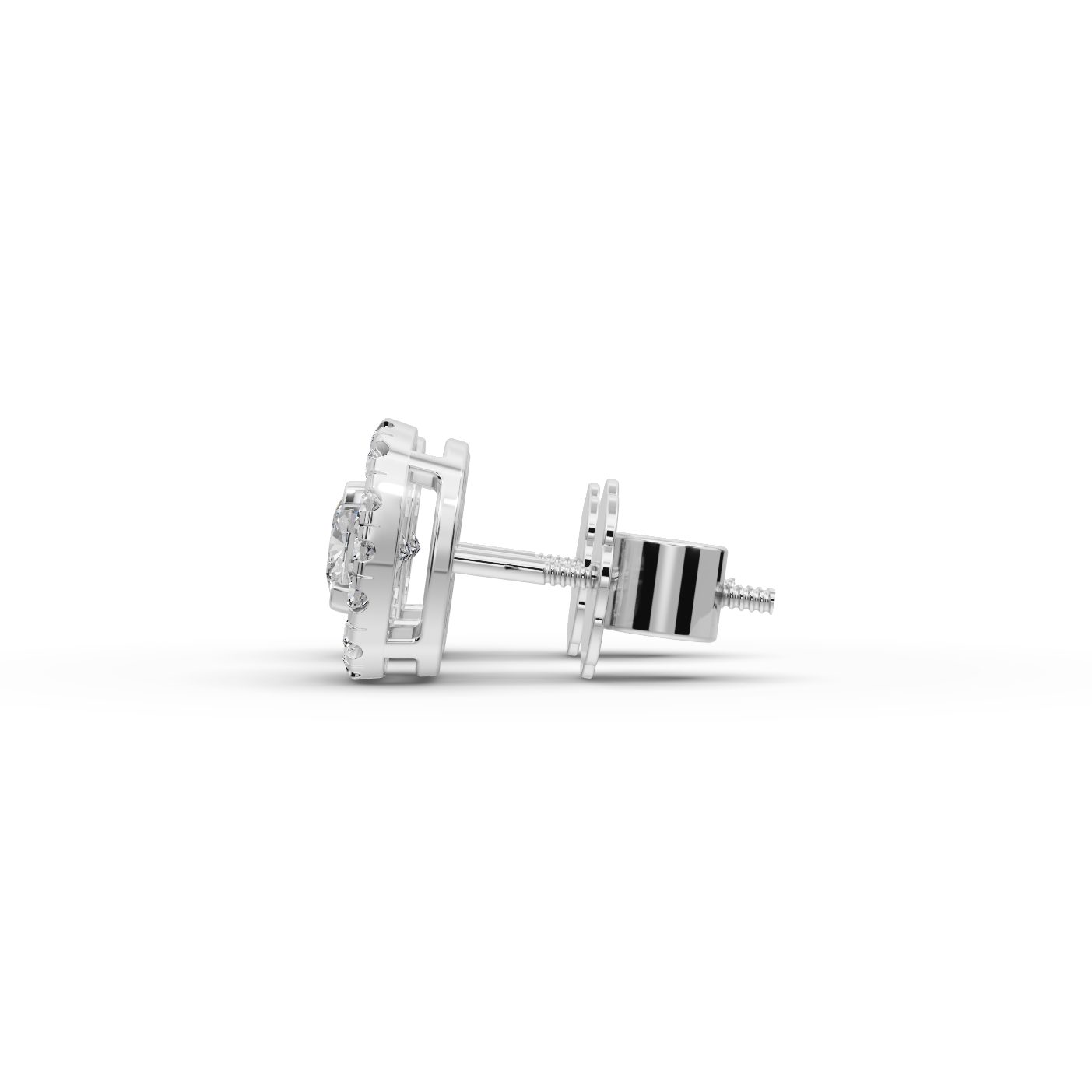 Pristine Grace Cushion Halo Stud Lab-Grown Diamond Silver Earring in silver