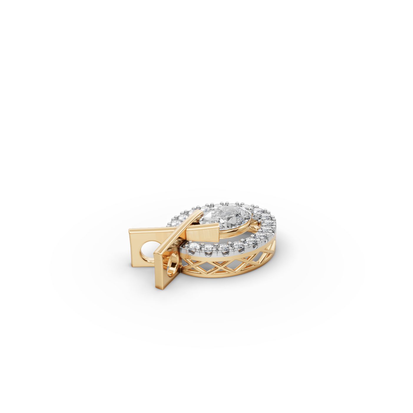 Golden Light Oval Lab-Grown Diamond Halo Pendant in yellow gold