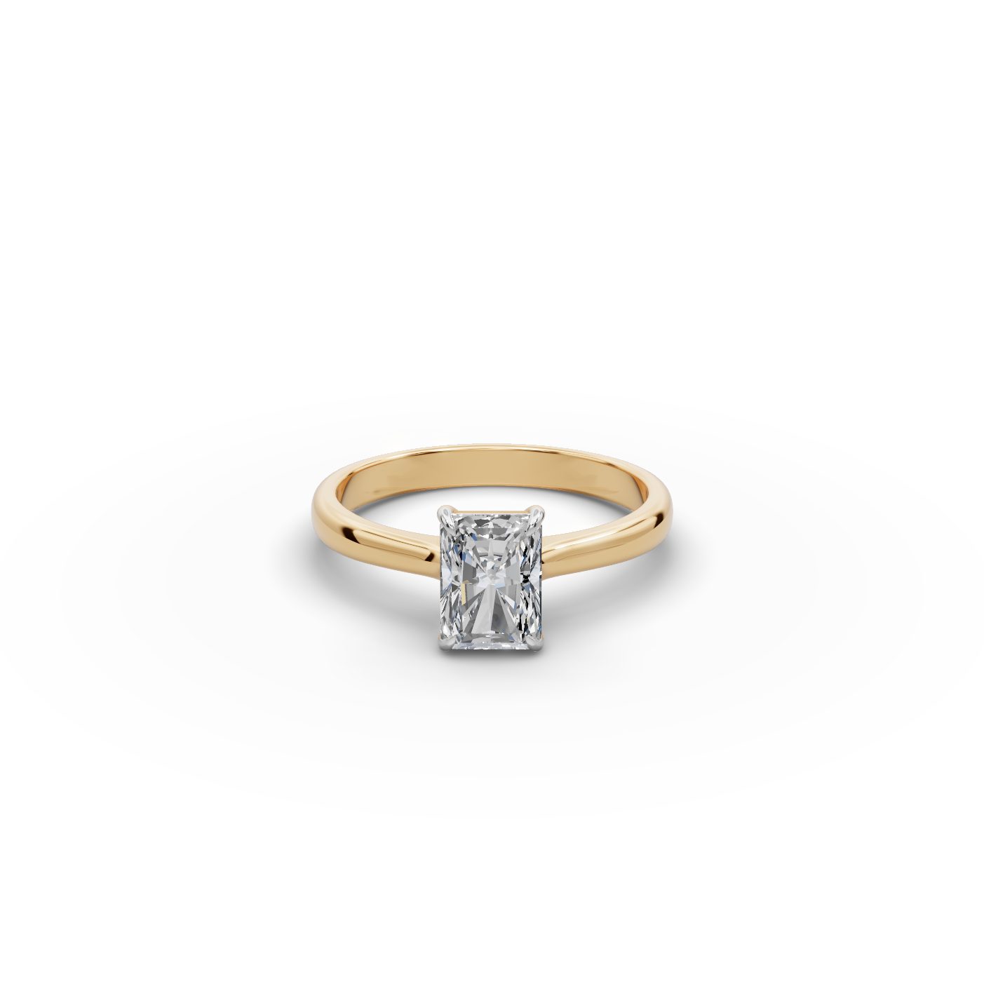 Classic Reverie Radiant Lab-Grown Diamond Solitaire Ring in yellow gold, set with lab-grown diamonds