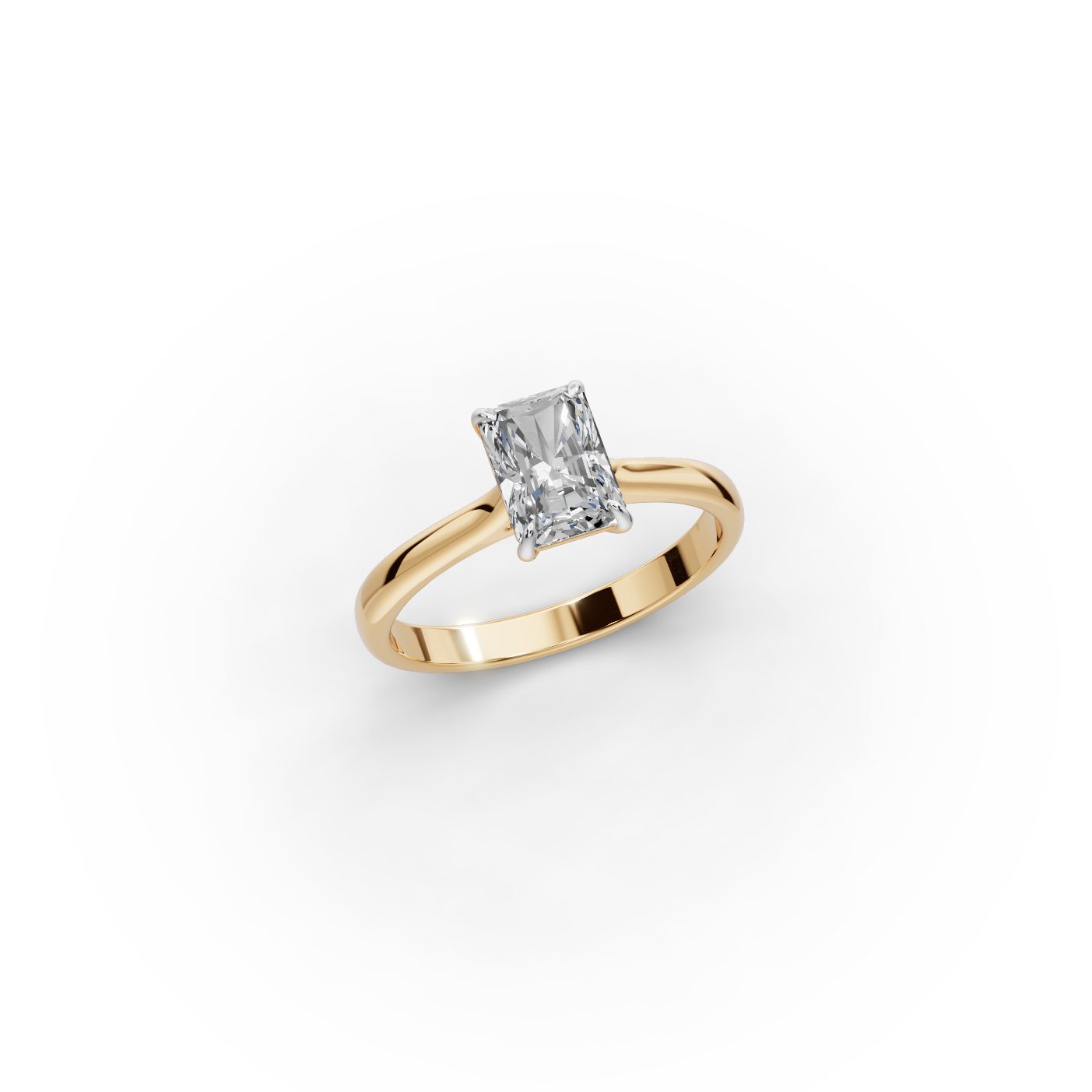 Classic Reverie Radiant Lab-Grown Diamond Solitaire Ring in yellow gold