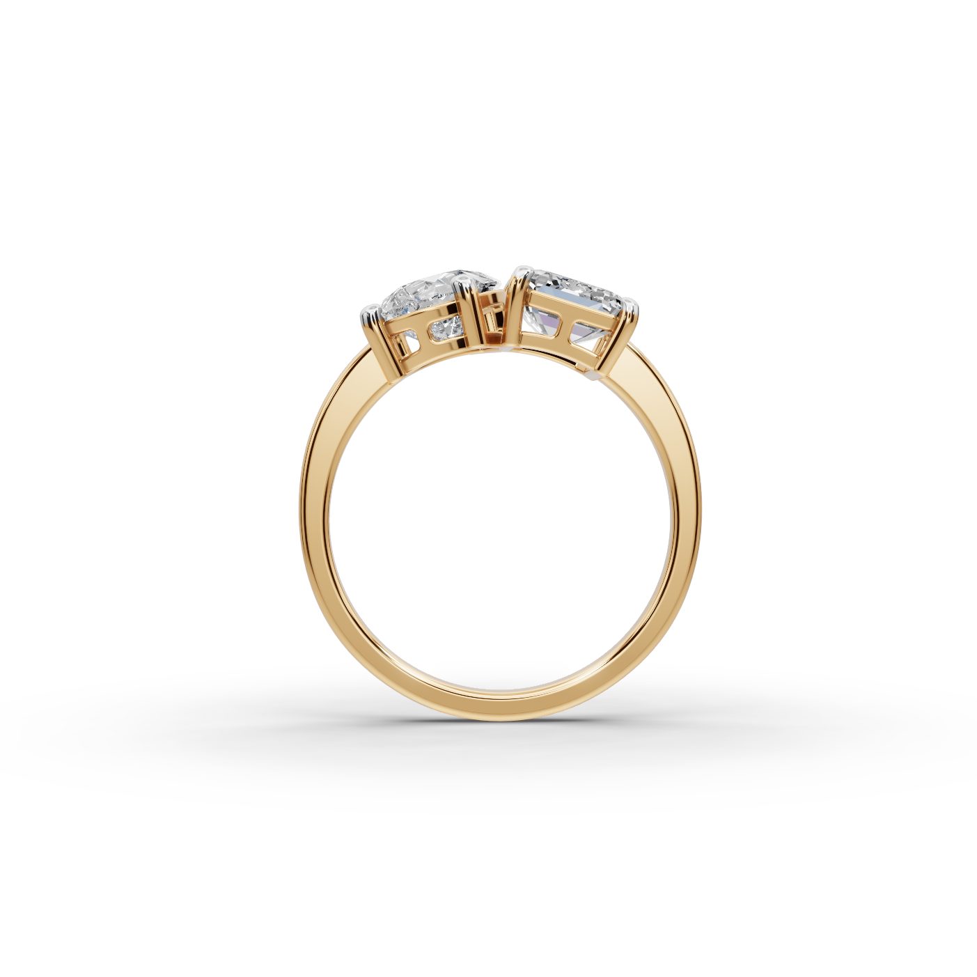 Serene Aura Emerald Lab-Grown Diamond Two Stone Toi Et Moi in yellow gold