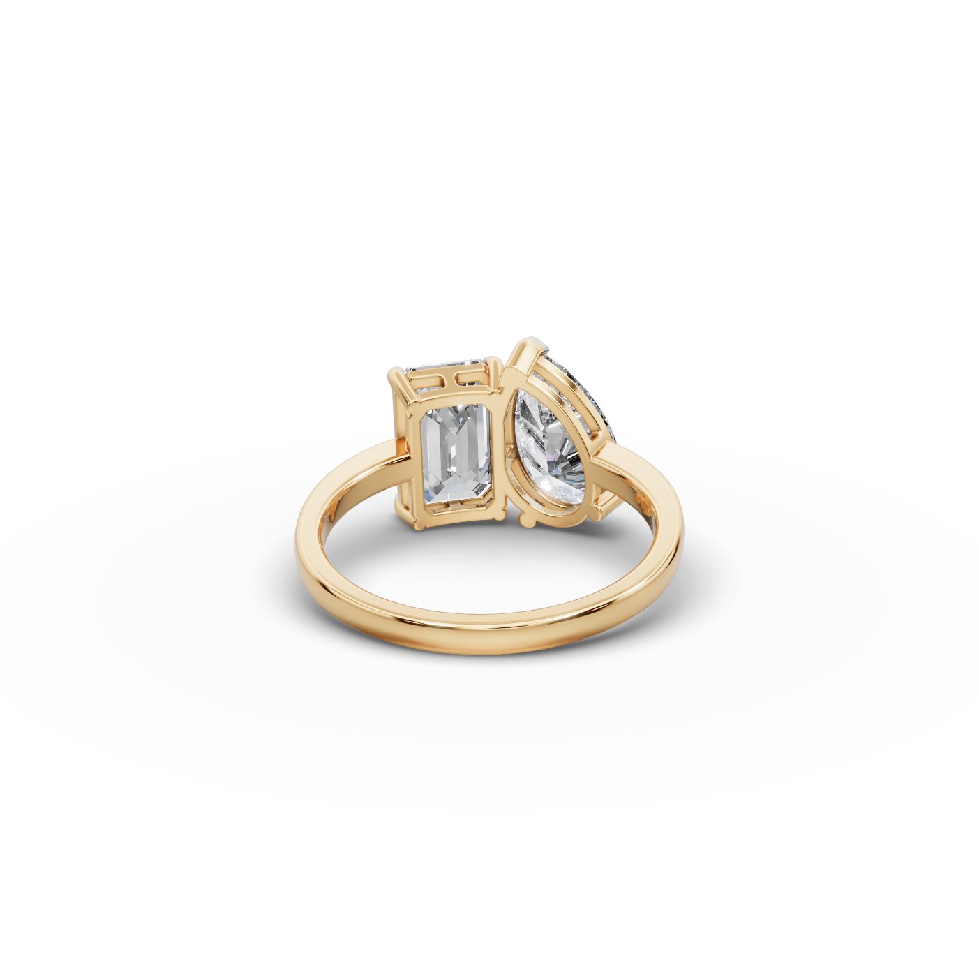 Serene Aura Emerald Lab-Grown Diamond Two Stone Toi Et Moi in yellow gold