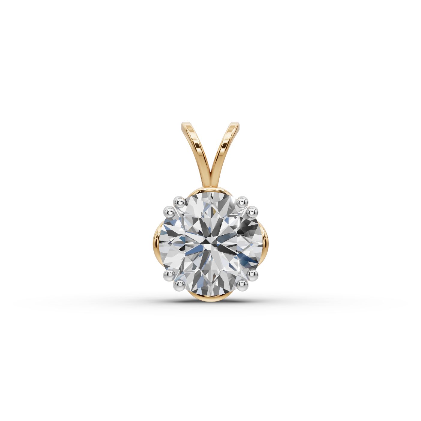Morning Cascade Round Lab-Grown Diamond Solitaire Pendant in yellow gold, set with lab-grown diamonds