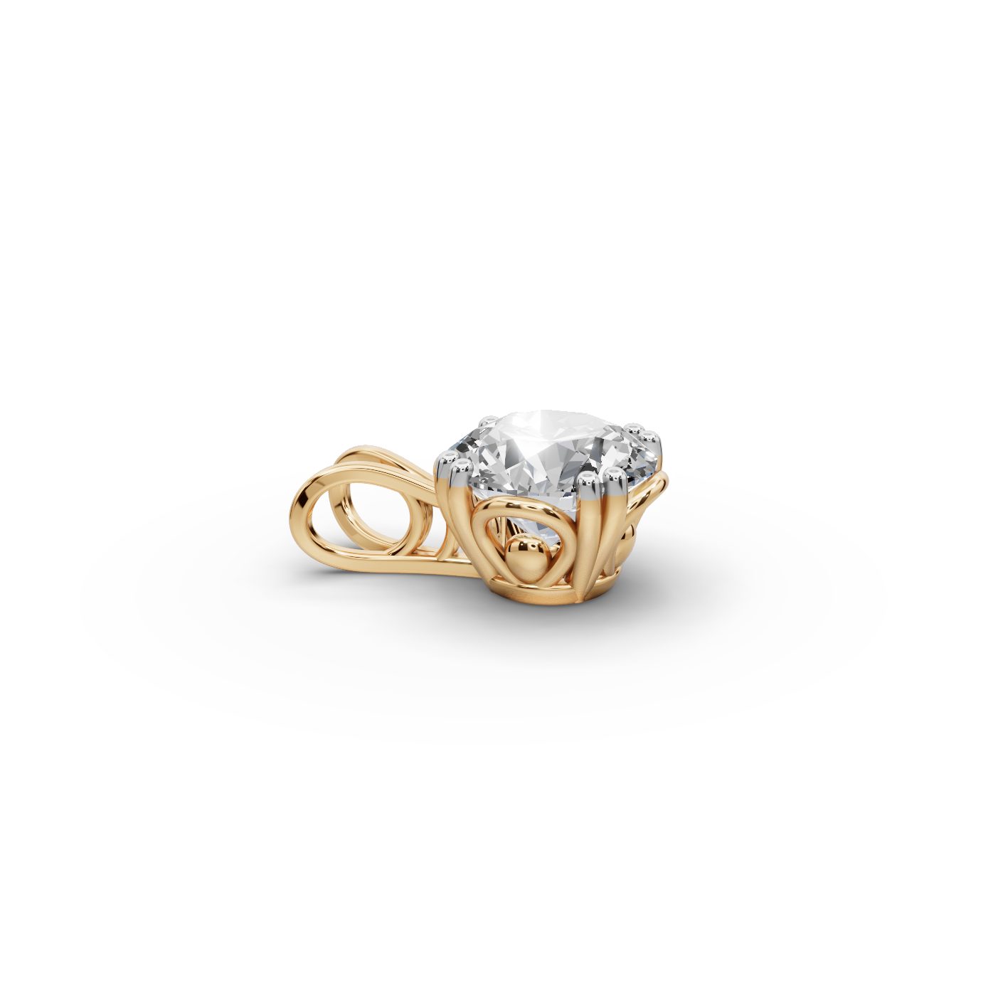 Morning Cascade Round Lab-Grown Diamond Solitaire Pendant in yellow gold