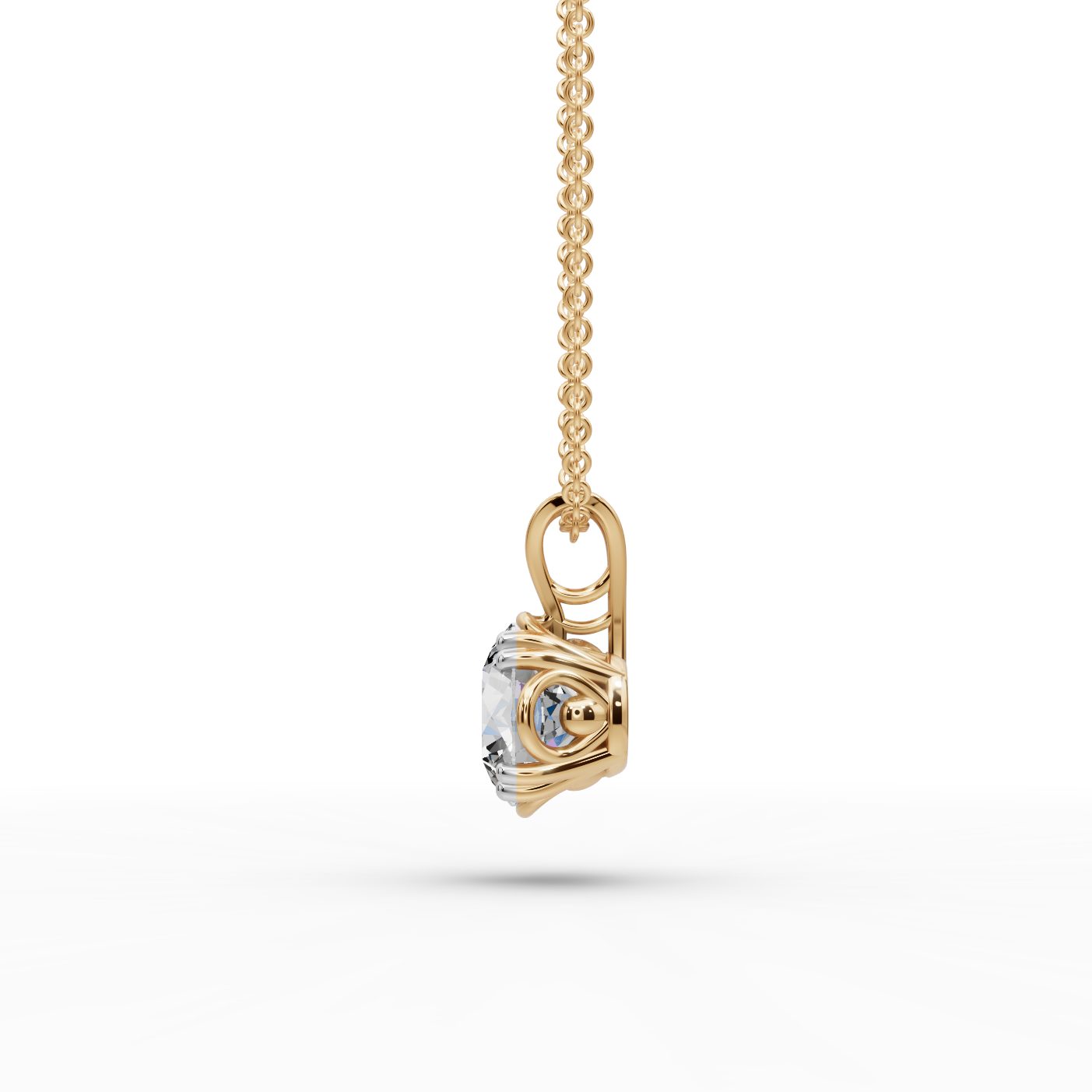 Morning Cascade Round Lab-Grown Diamond Solitaire Pendant in yellow gold