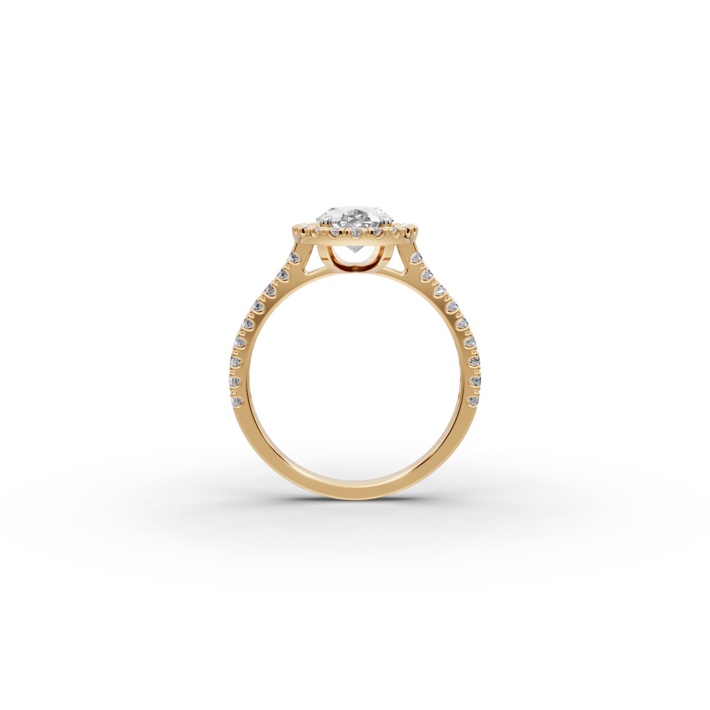 Pristine Light Oval Lab-Grown Diamond Halo Ring in yellow gold